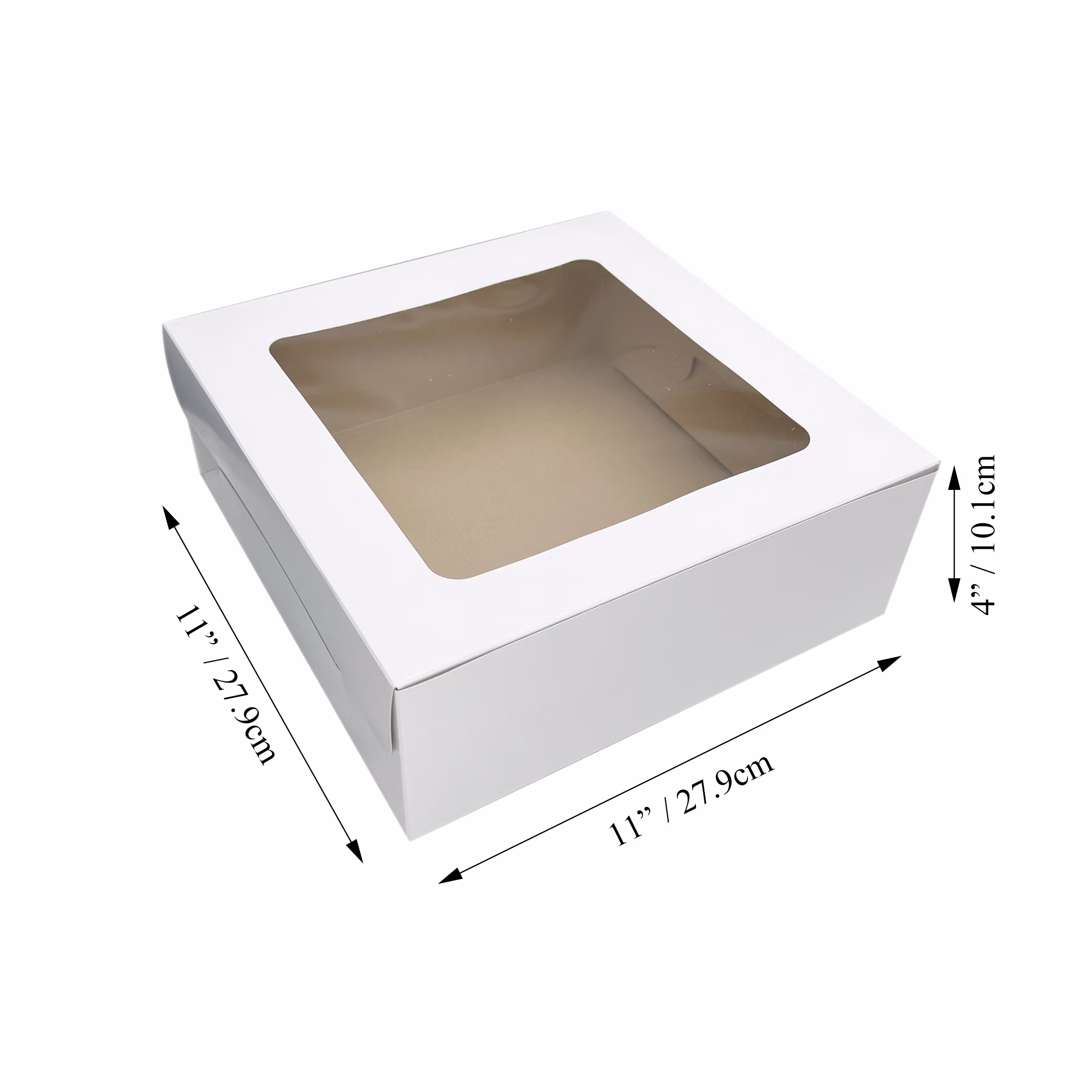11 Inch x 11 Inch x 4 Inch White Cake Box with Window by Way To Celebrate