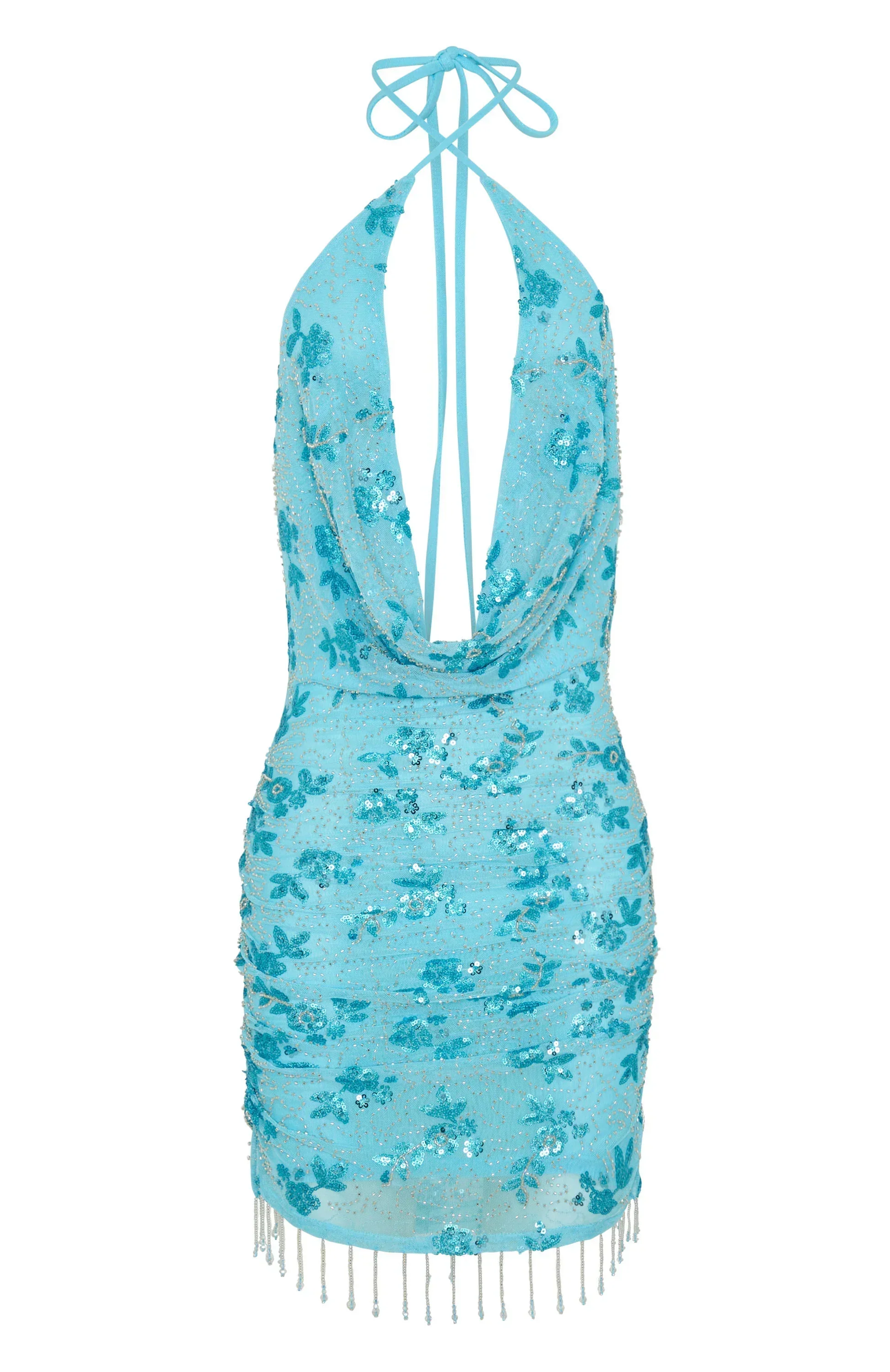 Barcelona Dreams Beaded Mini Dress Baby Blue