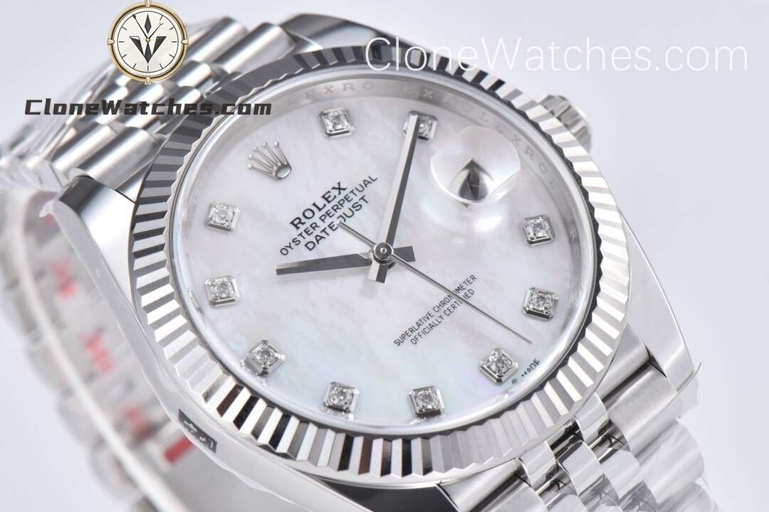 Rolex Super Clone Watches 1:1 DateJust White Diamond Dial M126334 Jubilee 41MM 3235 Movement