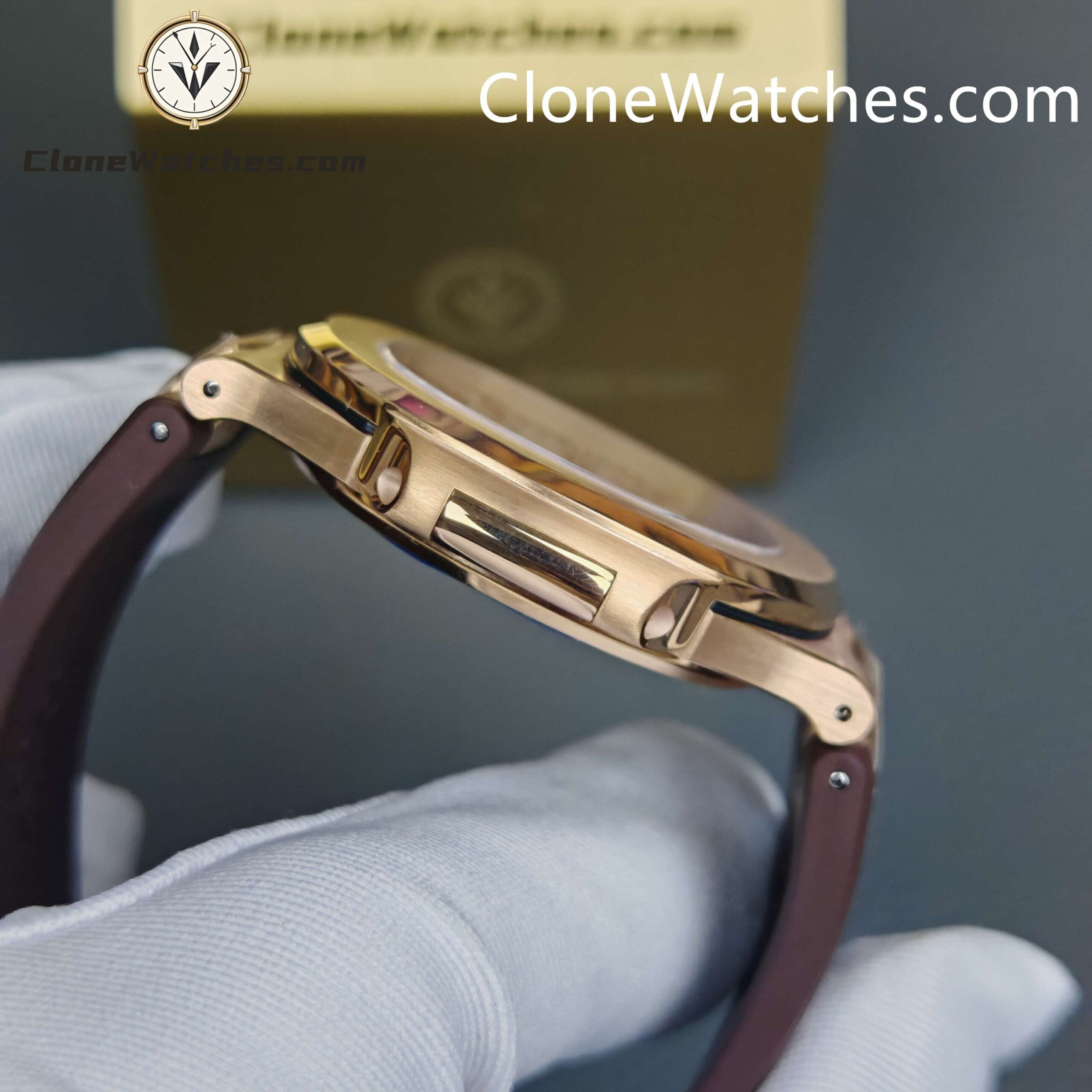 Patek Philippe Super Clone Watches 1:1 Nautilus 5711/1R White Dial Brown Rubber Strap