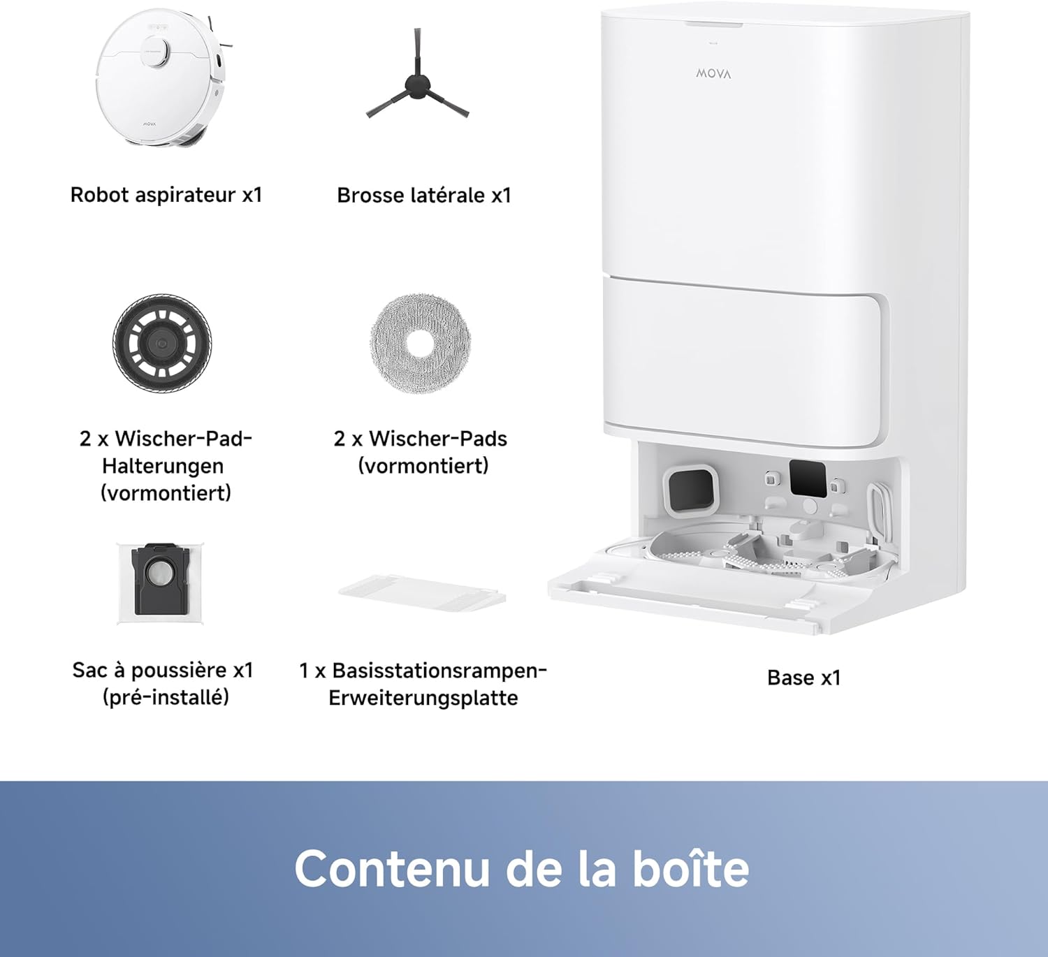 Robot aspirateur laveur vidage automatique serpillières relevables 7000 Pa