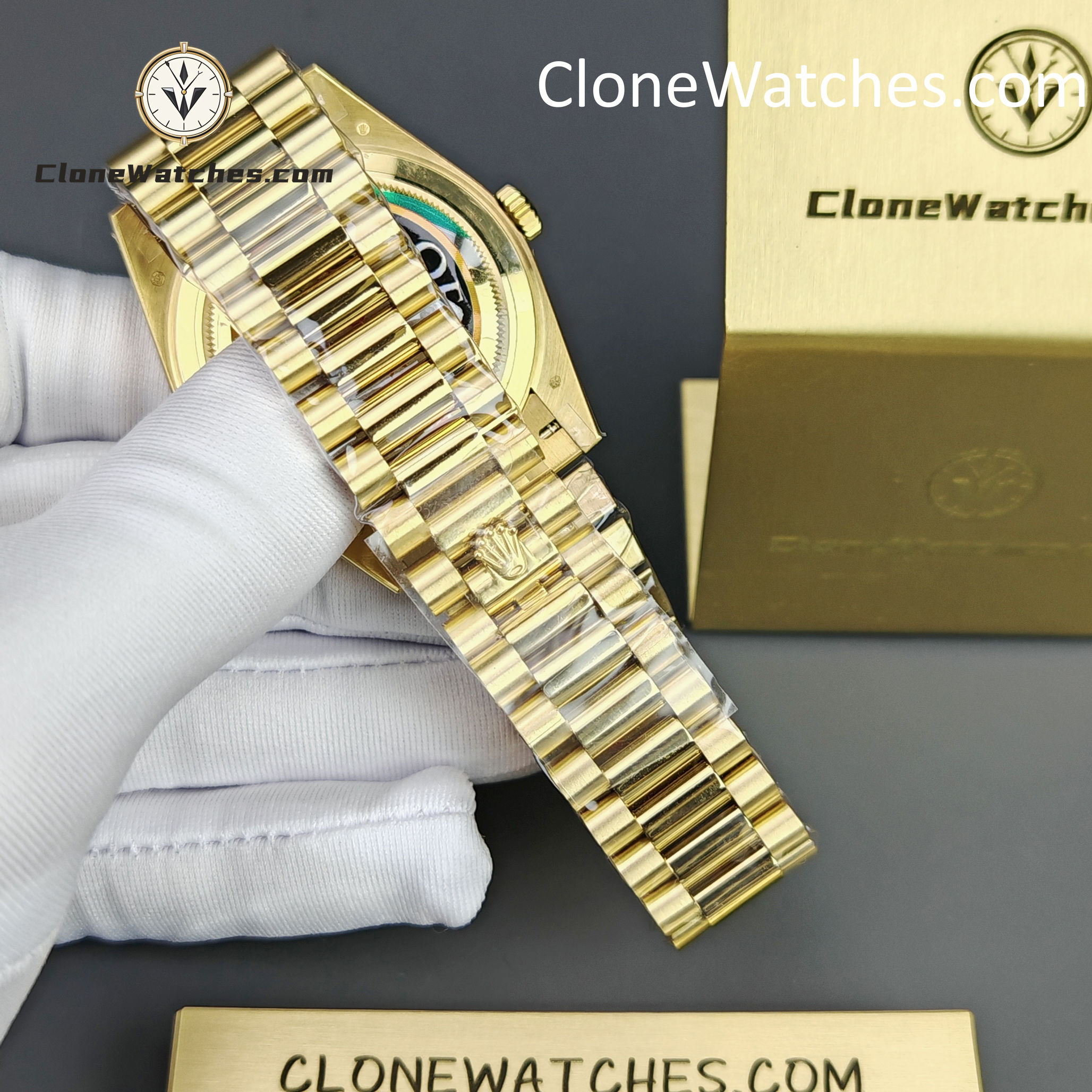 Rolex Super Clone Watches 1:1 Day Date 18K Gold White Dial 40mm m228238-0042 3255 Movement