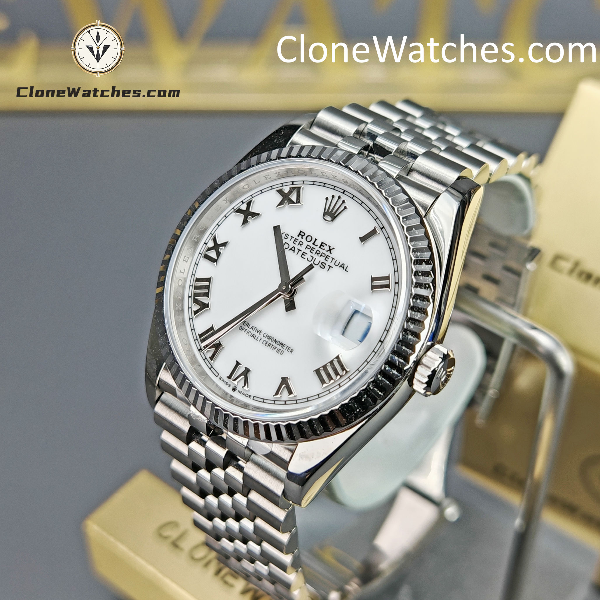 Rolex Super Clone Watches 1:1 DateJust White Dial Roman M126234 – 0025 Jubilee 36MM 3235 Movement