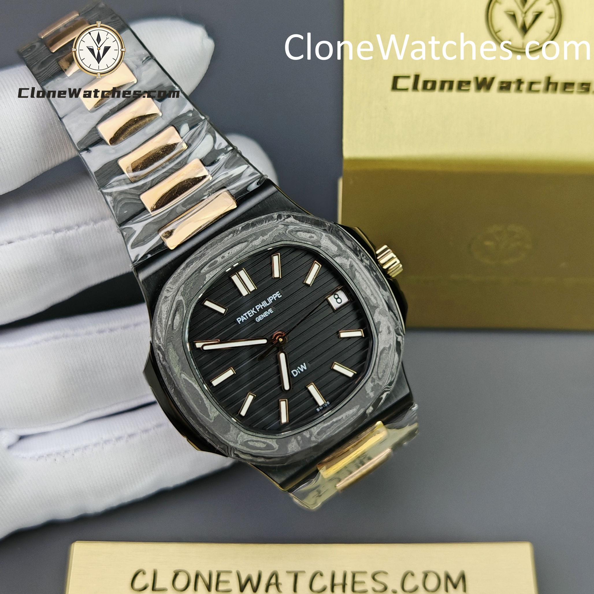 Modified Super Clone Watches 1:1 DiW Patek Philippe Nautilus 5711/1A “ROSE GOLD BLACK GRAIL”