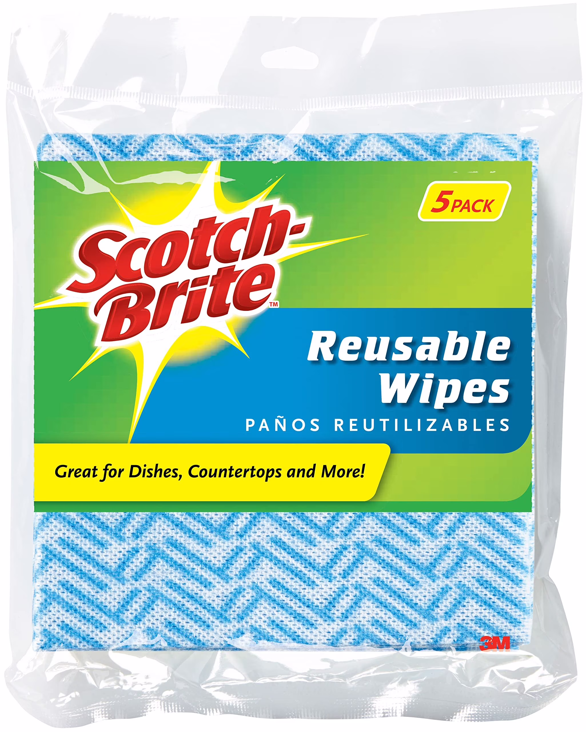 3M Home Care, Scotch Brite Reusable Wipes, 5 wipes