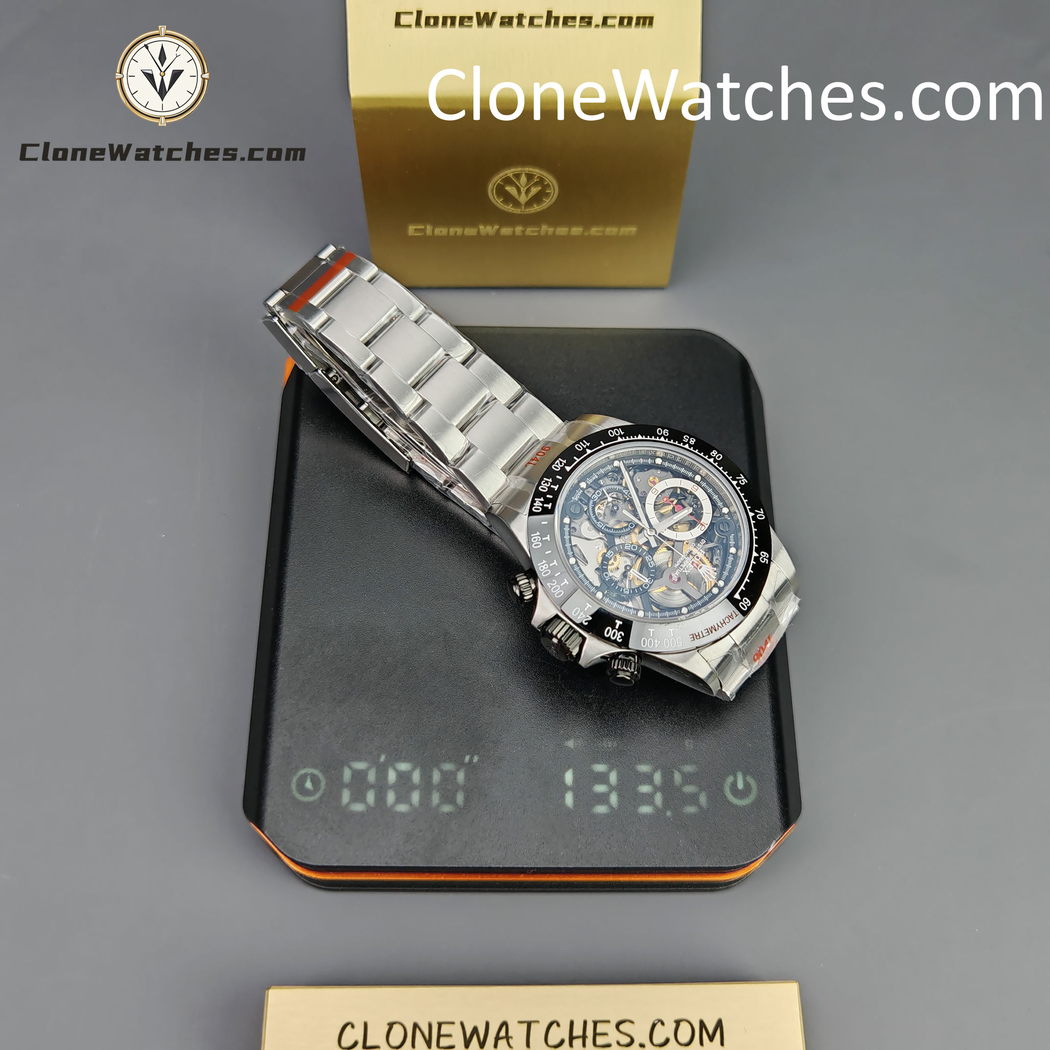 Modified Super Clone Watches 1:1 Sonic Rolex Daytona Black Skeleton Dial 4130