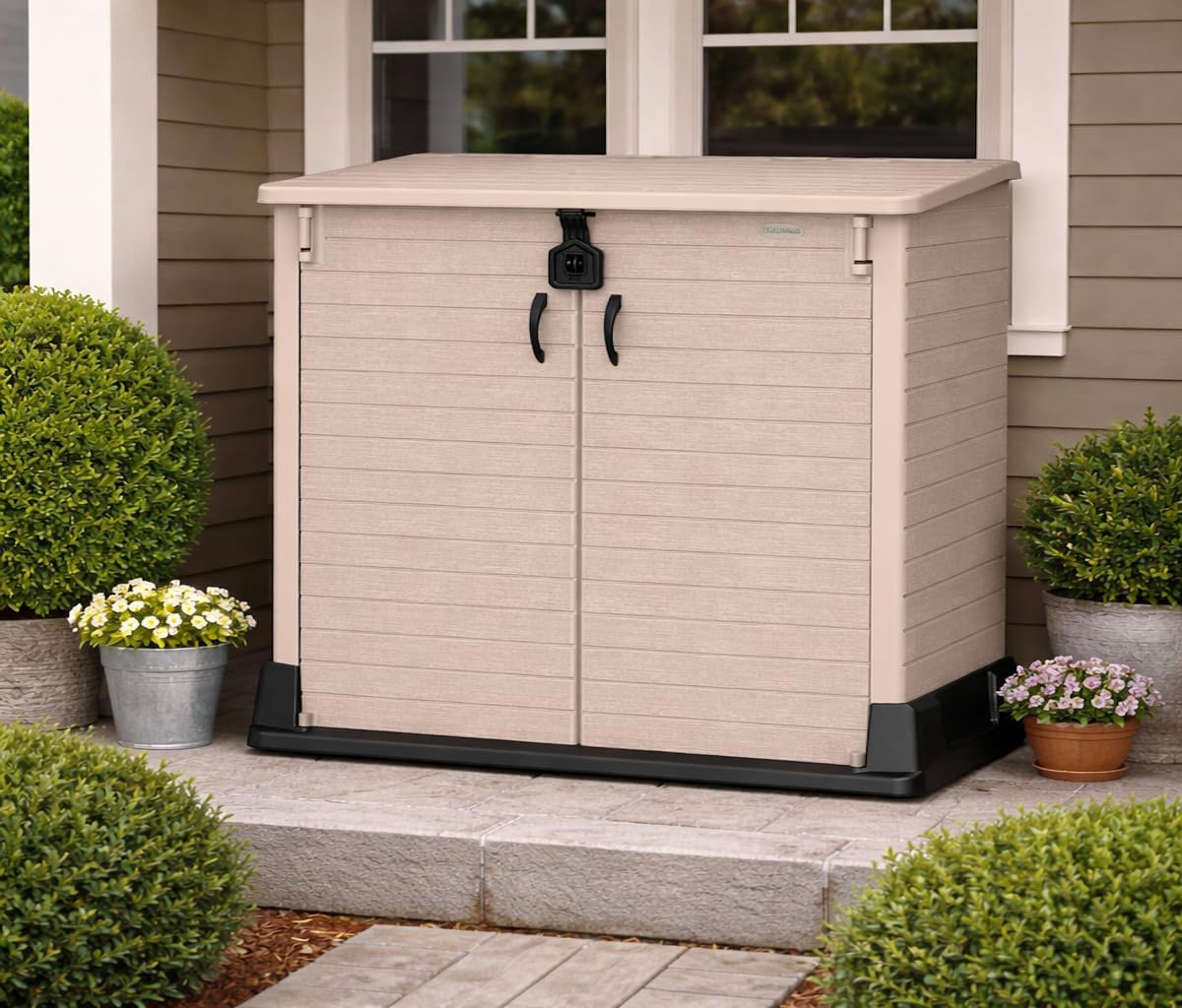 Abri jardin extérieur 850 L plastique rangement outils barbecues cache poubelles