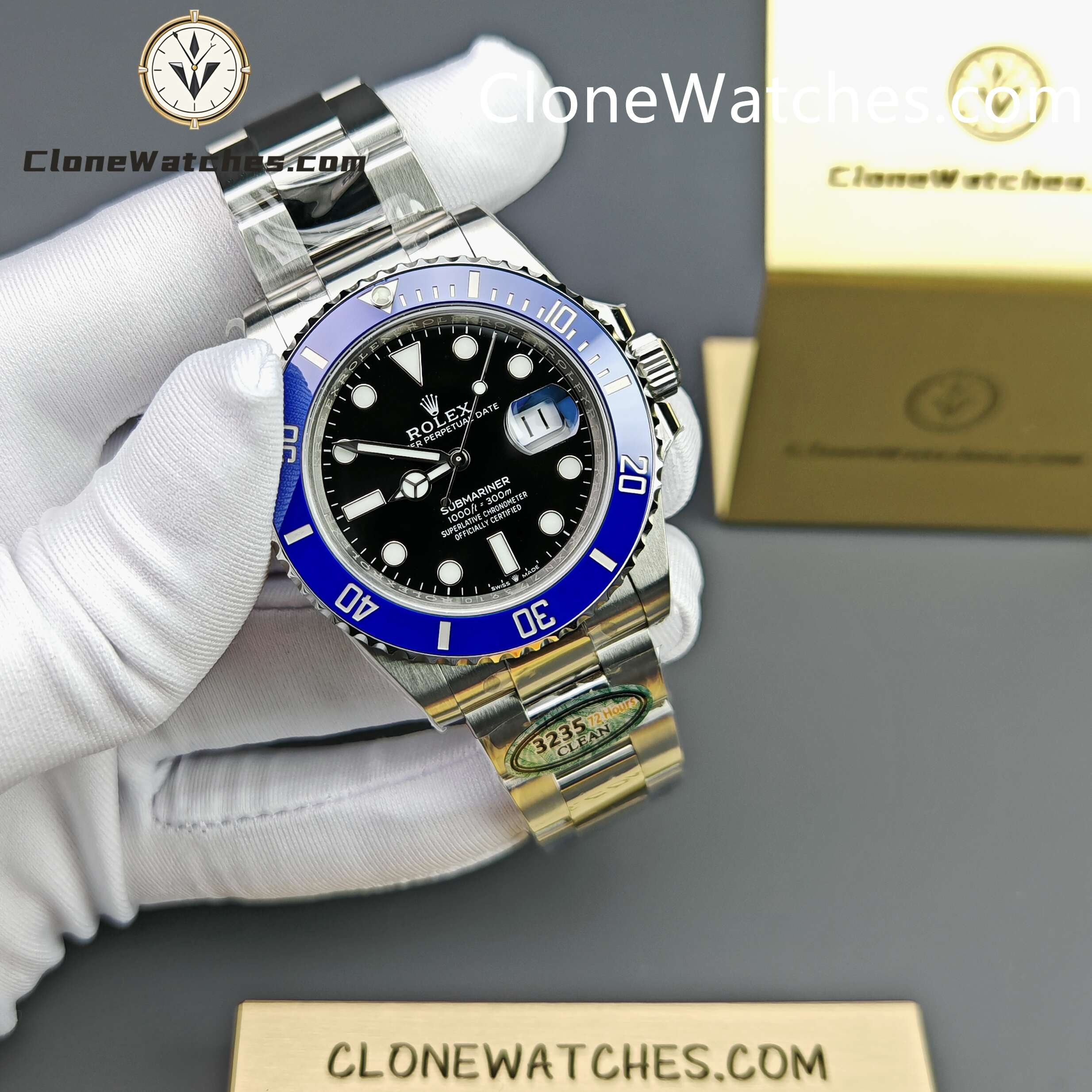 Rolex Super Clone Watches 1:1 Submariner Blue Bezel m126619lb 3235 Movement