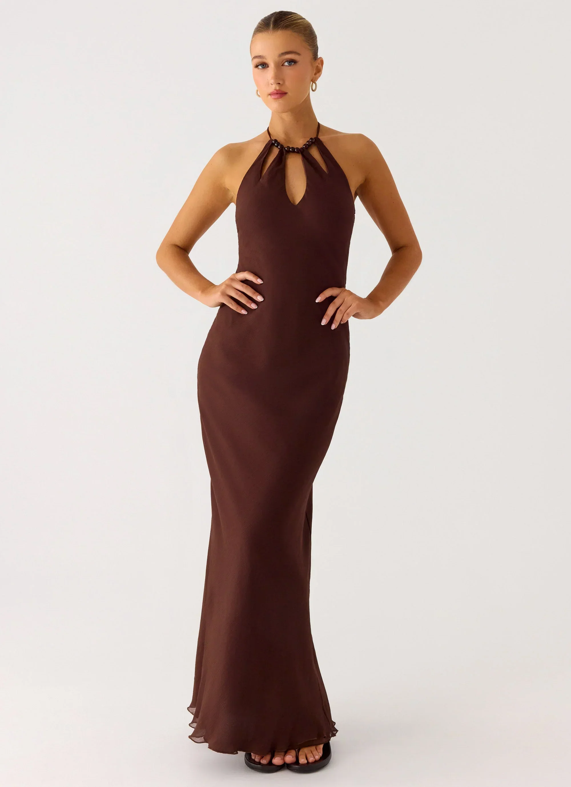 Harlyn Halter Maxi Dress - Chocolate
