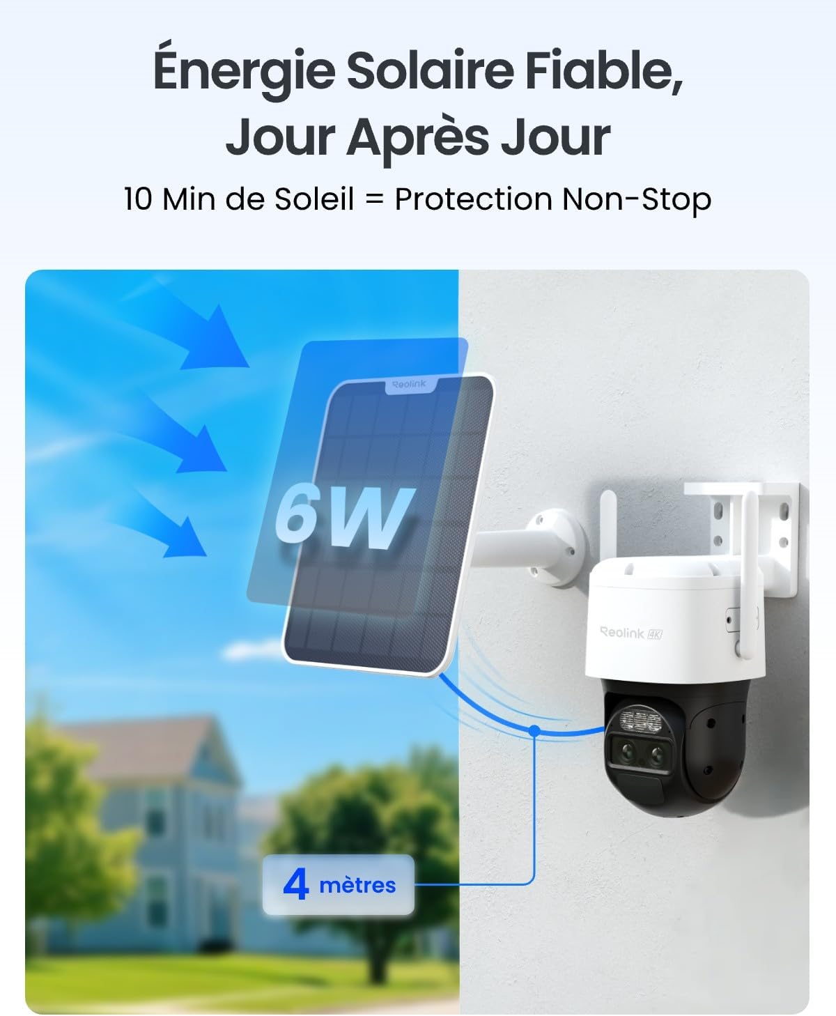 Caméra solaire 4K PTZ WiFi zoom 8X double objectif autonomie 180 jours