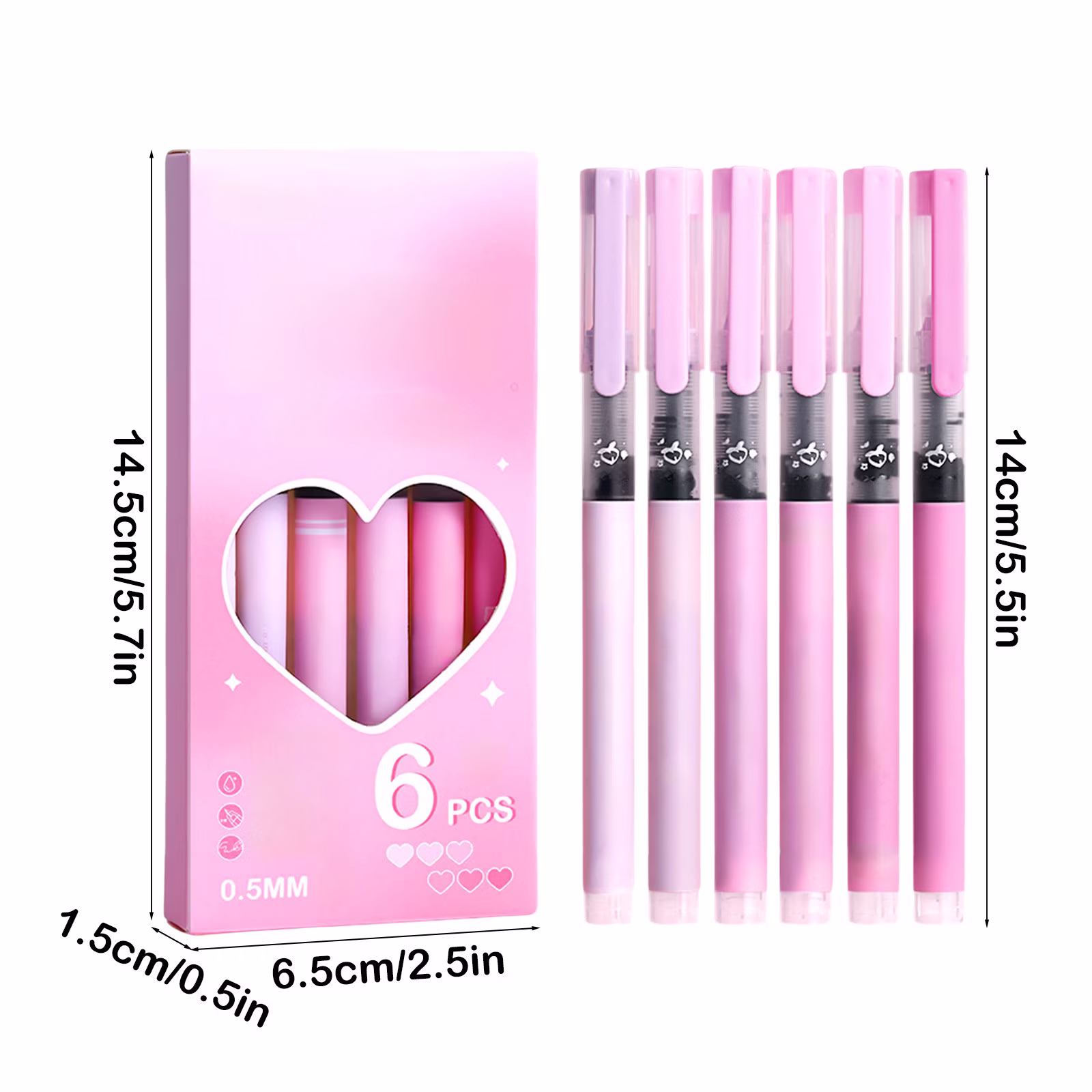 Under 1$ Dollar Straight Liquid Ballpoint Pen Sign Pen, 0.5mm High Capacity Black Ink Water Pen, Fast Drying Exam Writing Pens,Pink