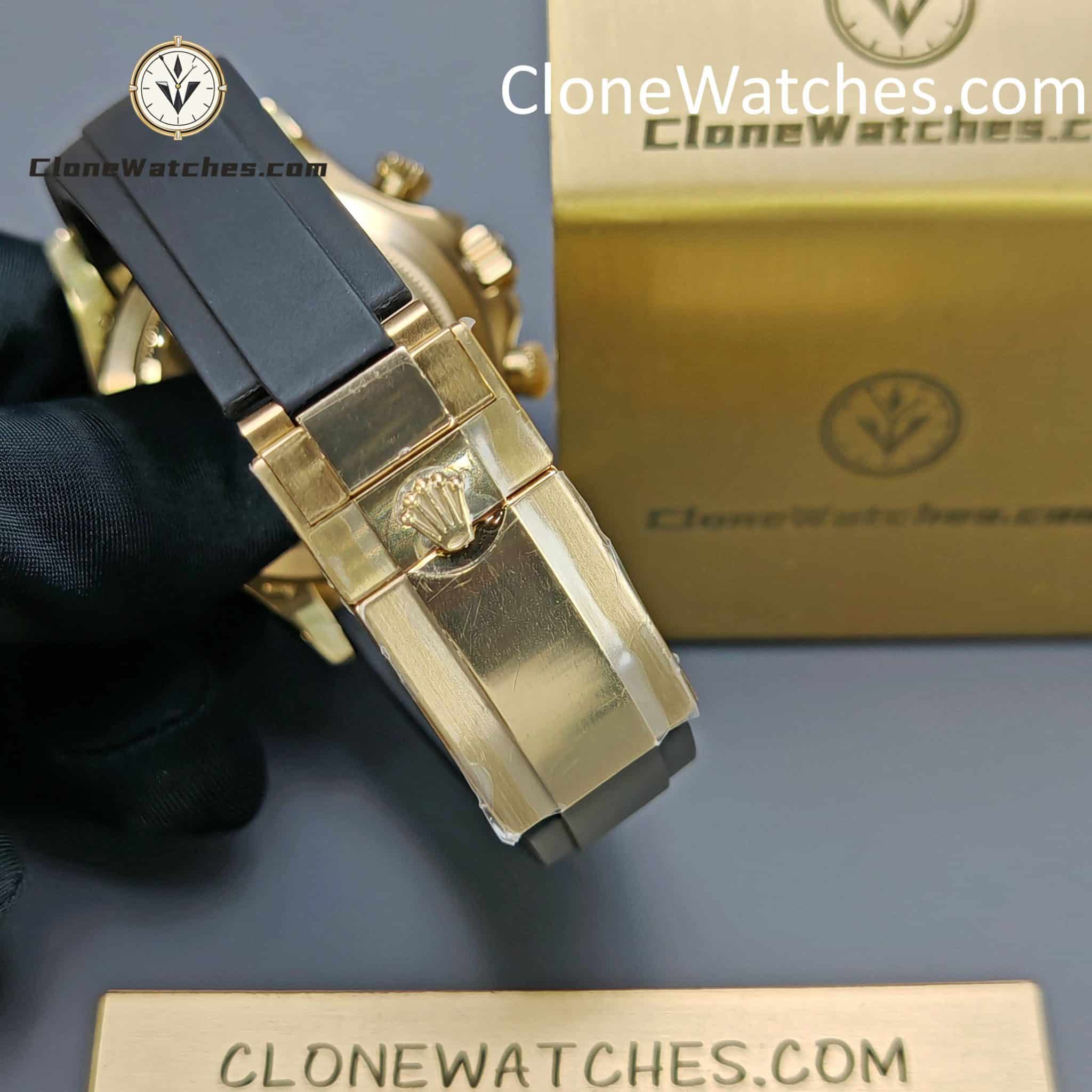 Rolex Super Clone Watches 1:1 Daytona 18K Gold White Dial m116518In-0045 4130 Movement