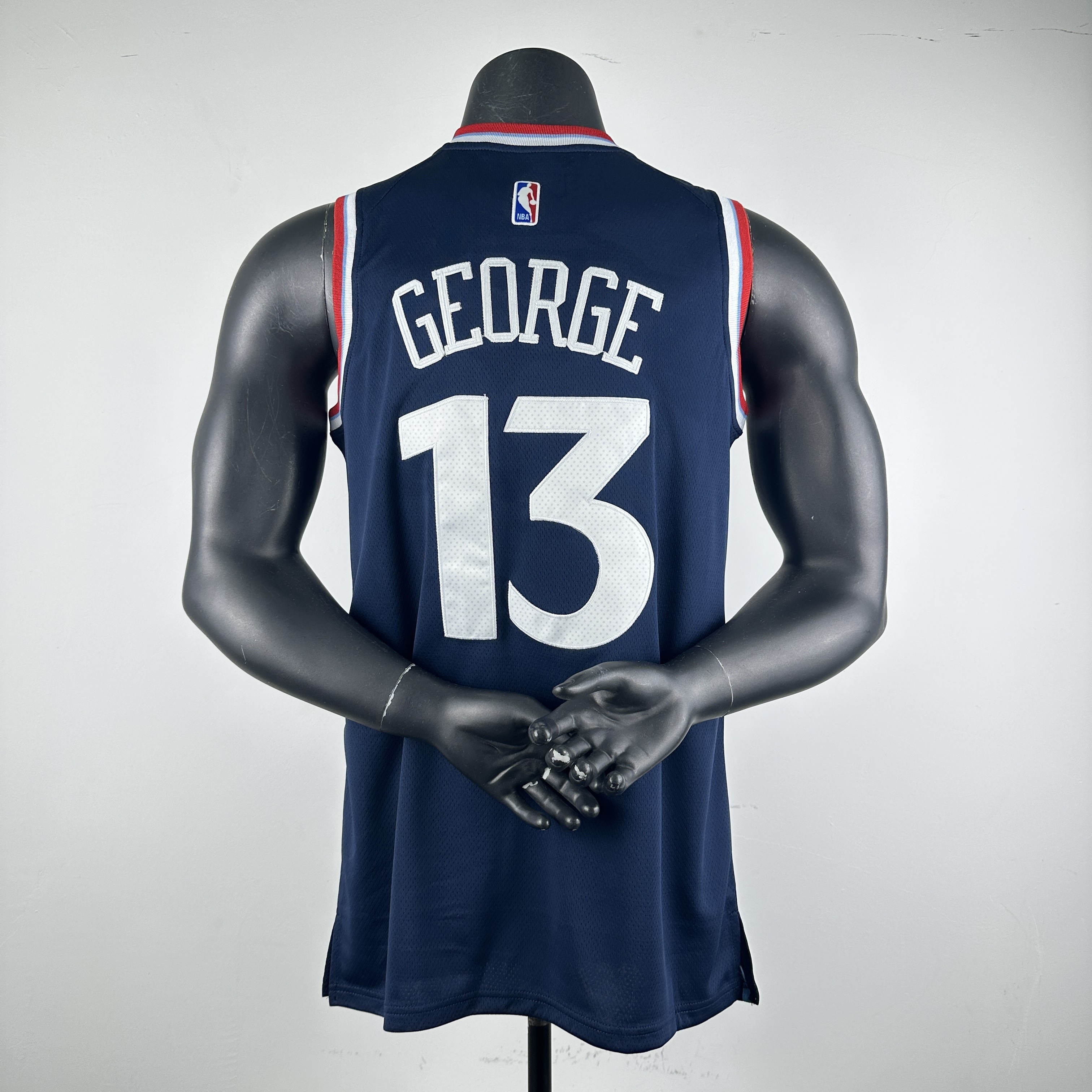 Embroidery 25th season Clippers away navy blue No. 13 George