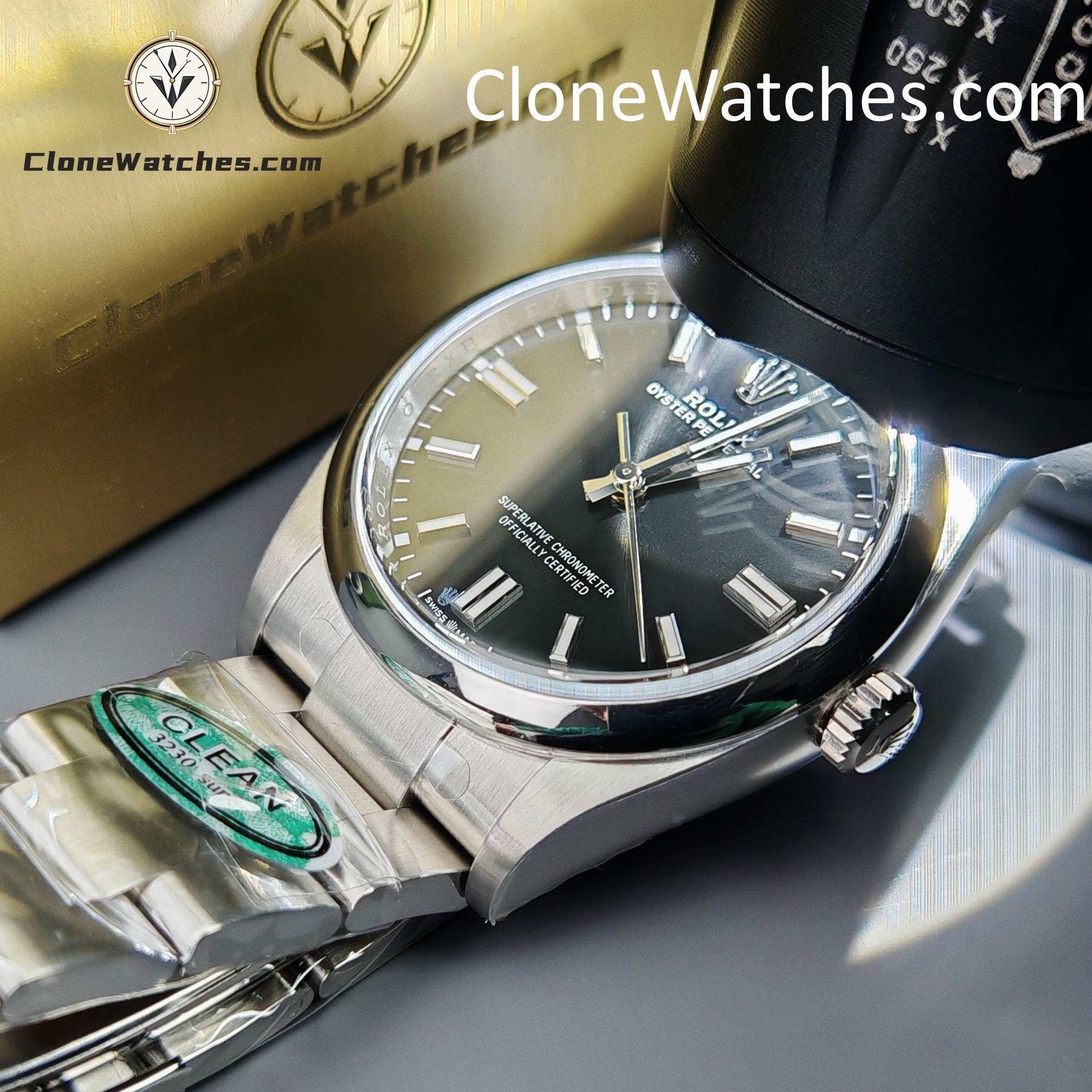 Rolex Super Clone Watches 1:1 Oyster Perpetual Black Dial 36mm M126000-0002 3230 Movement