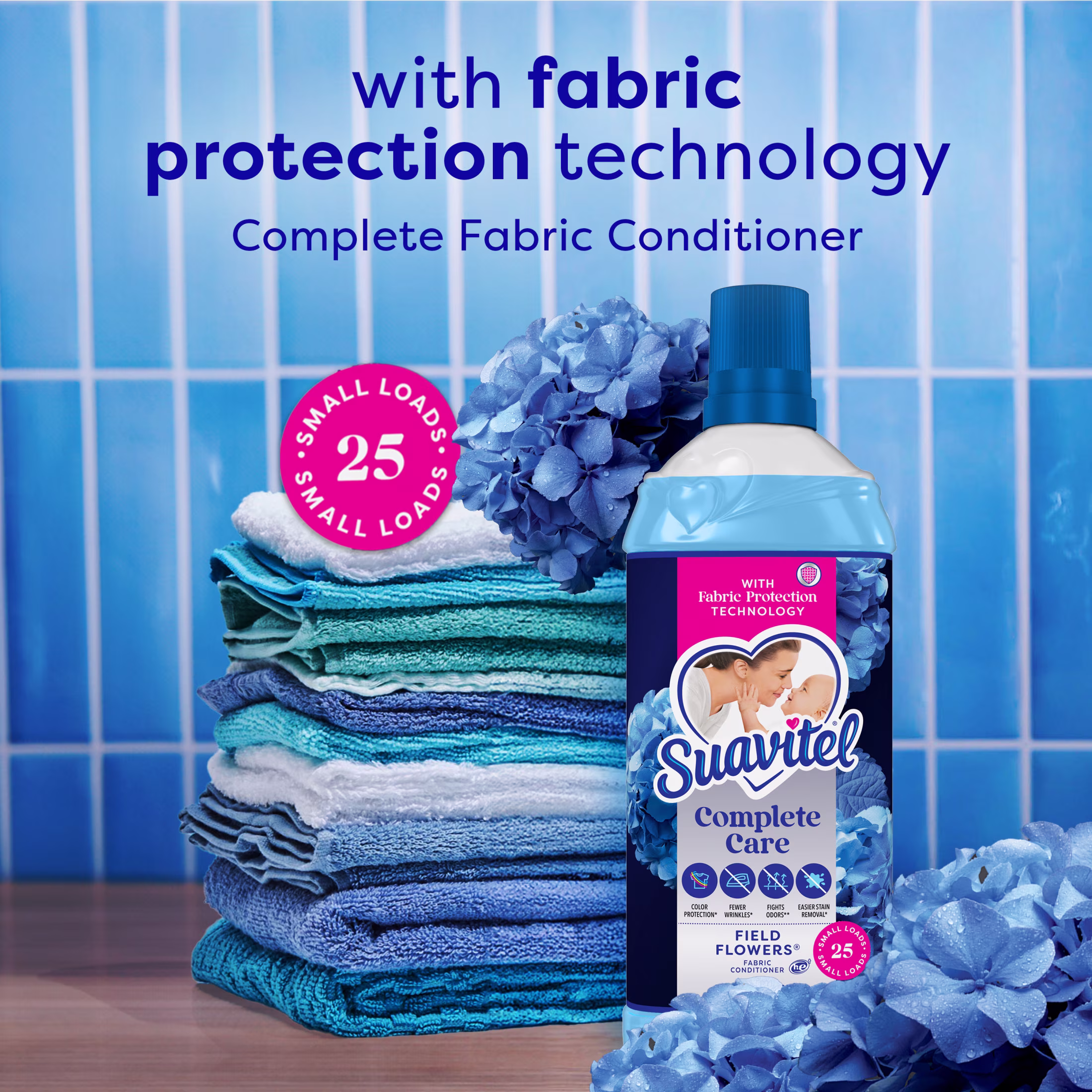Suavitel Complete Liquid Fabric Softener, Fabric Conditioner, Field Flowers Scent, 25 fl oz Bottle