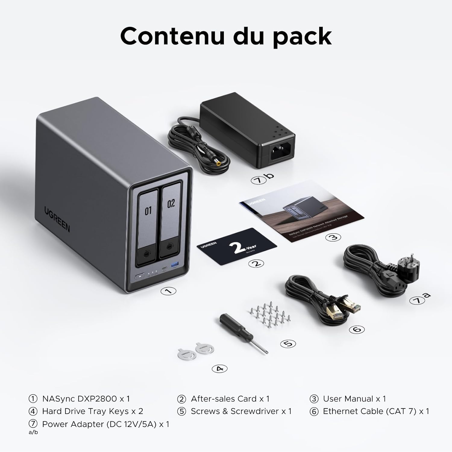 NAS bureau 2 baies DXP2800 Intel N100 8 Go DDR5 25 GbE M.2 NVMe HDMI 4K stockage réseau