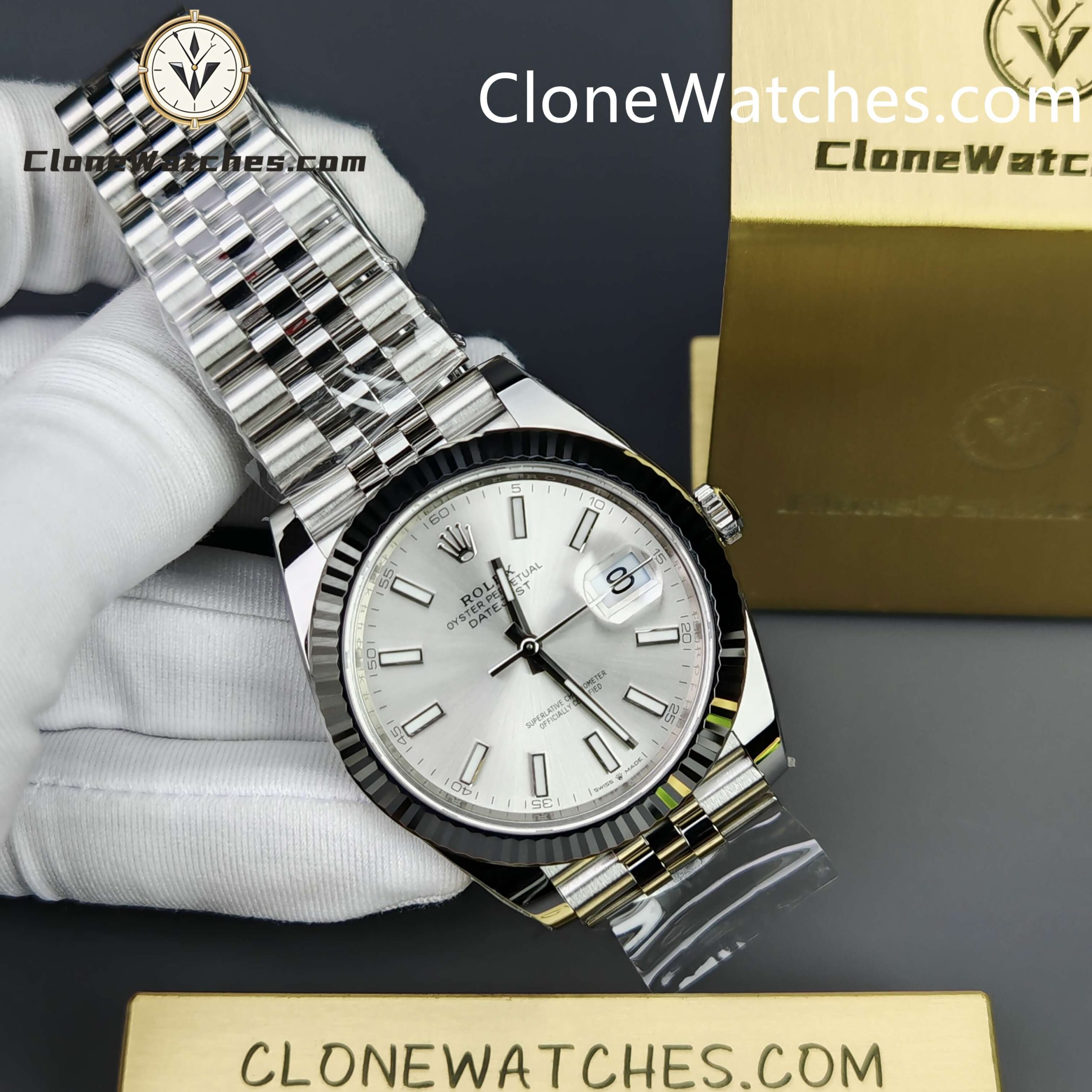 Rolex Super Clone Watches 1:1 DateJust Silver Dial m126334-0004 Jubilee 41MM 3235 Movement