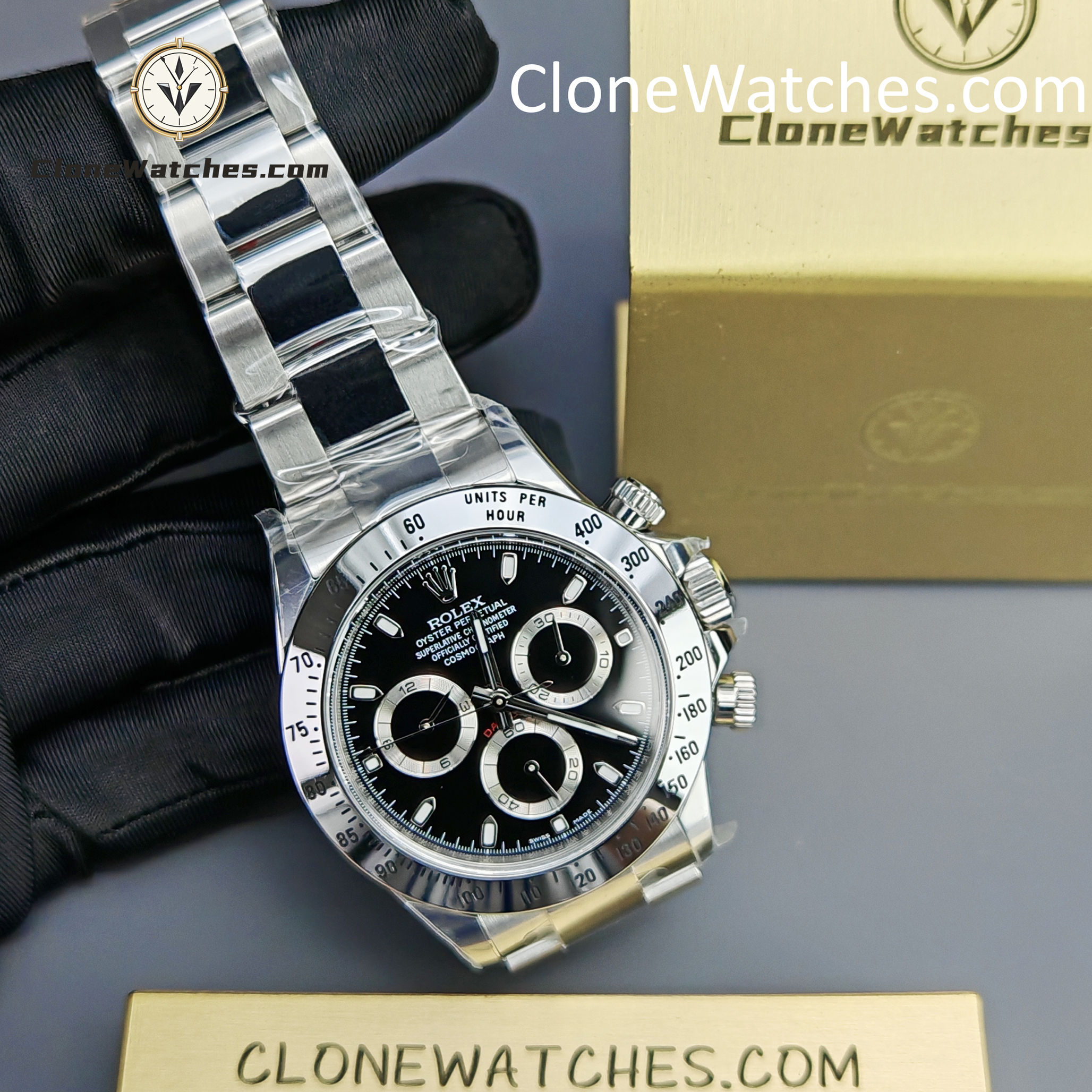 Rolex Super Clone Watches 1:1 Daytona Black Dial M116520-78590 4130 Movement