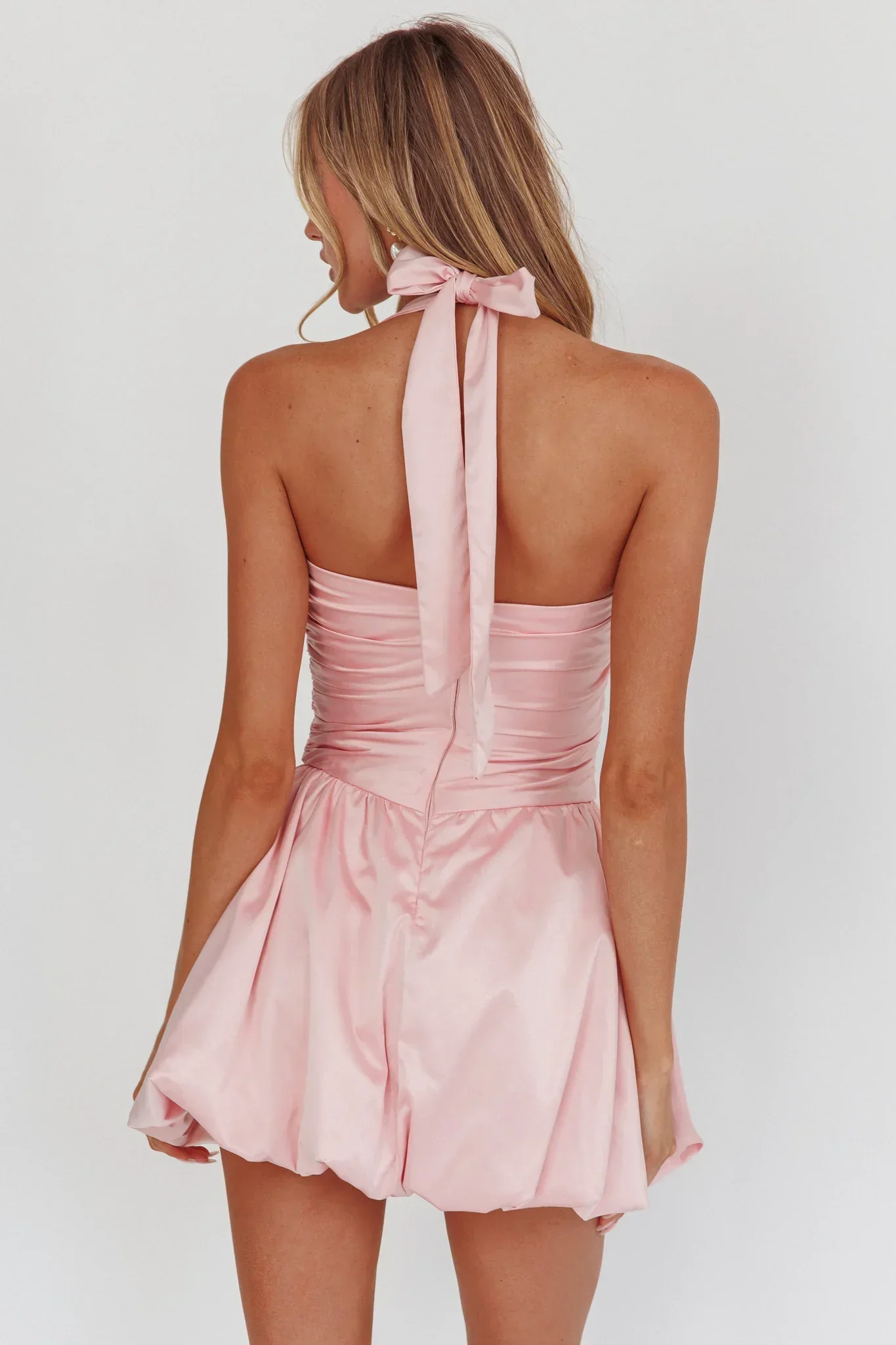 Angelico Halterneck Balloon Mini Dress Pink