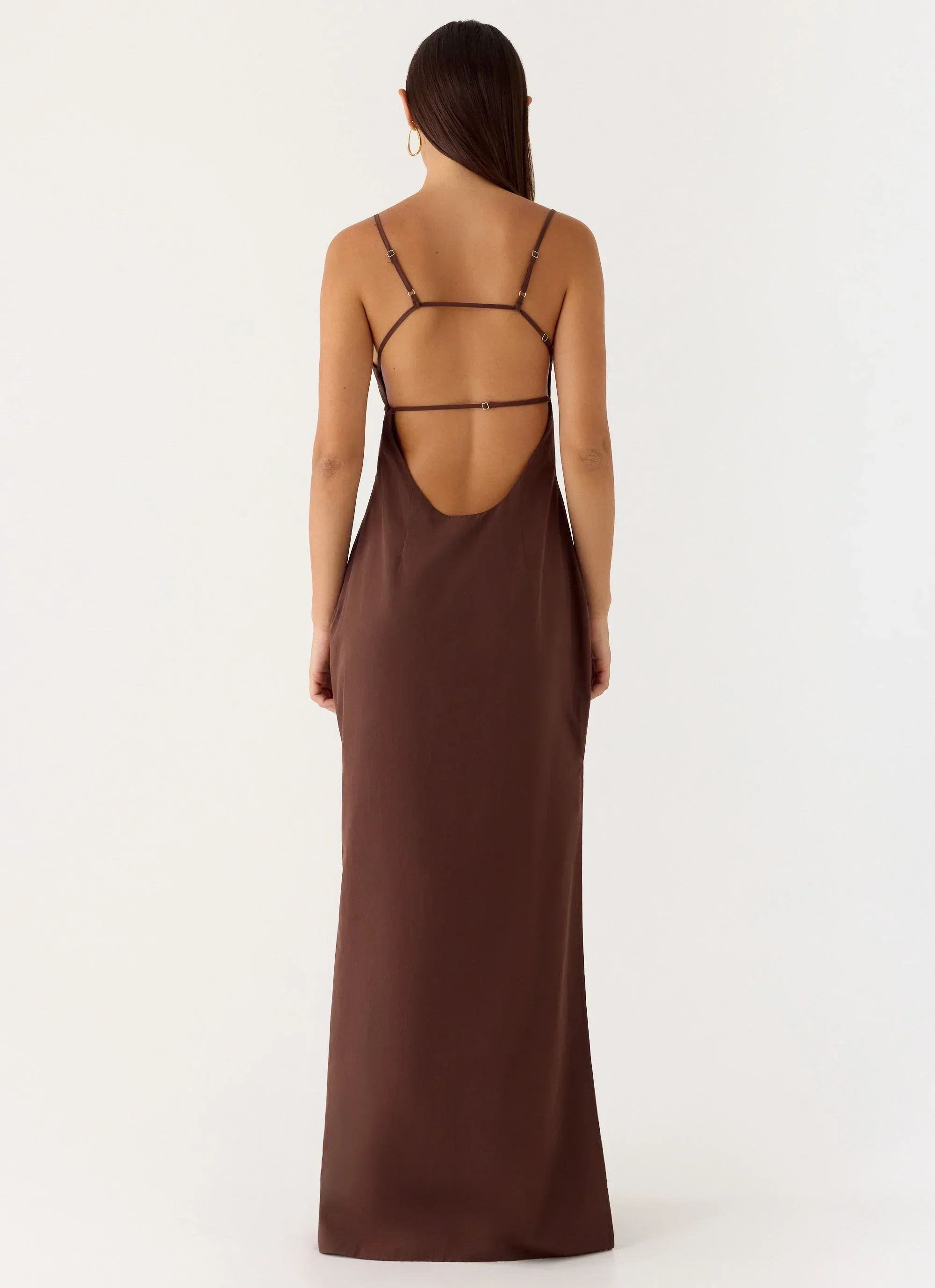 Off The Table Linen Maxi Dress - Chocolate