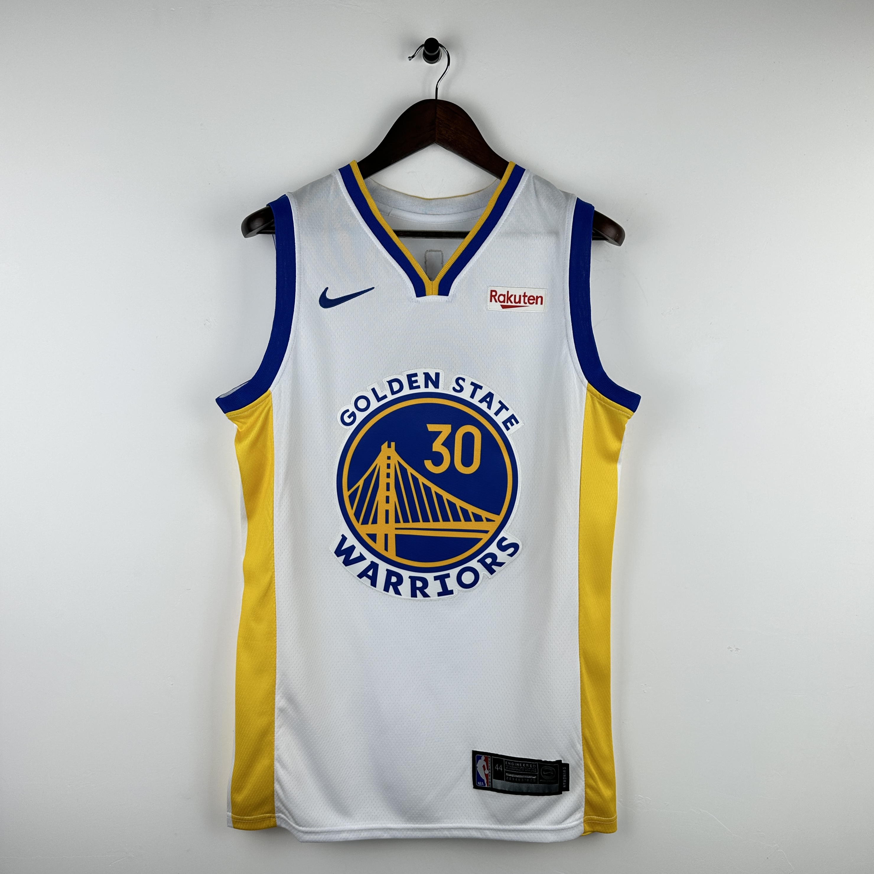 Embroidered Warriors V-neck White No. 30 Curry