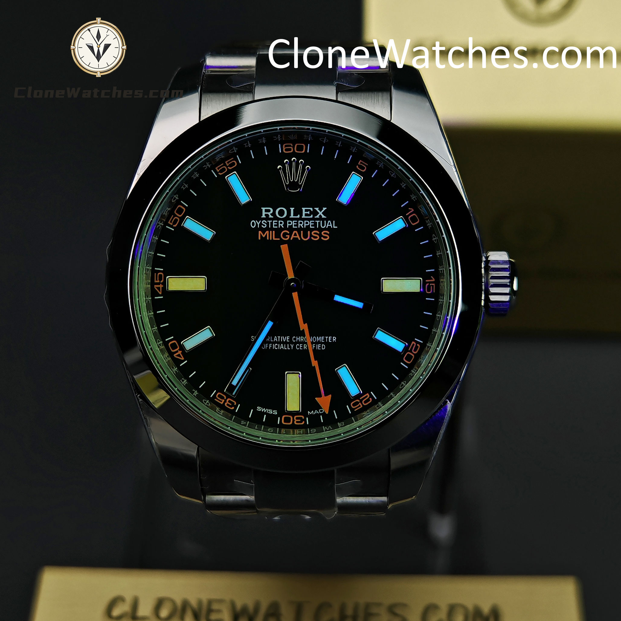 Rolex Super Clone Watches 1:1 Milgauss Black Dial M116400GV-0001 3131 Movement