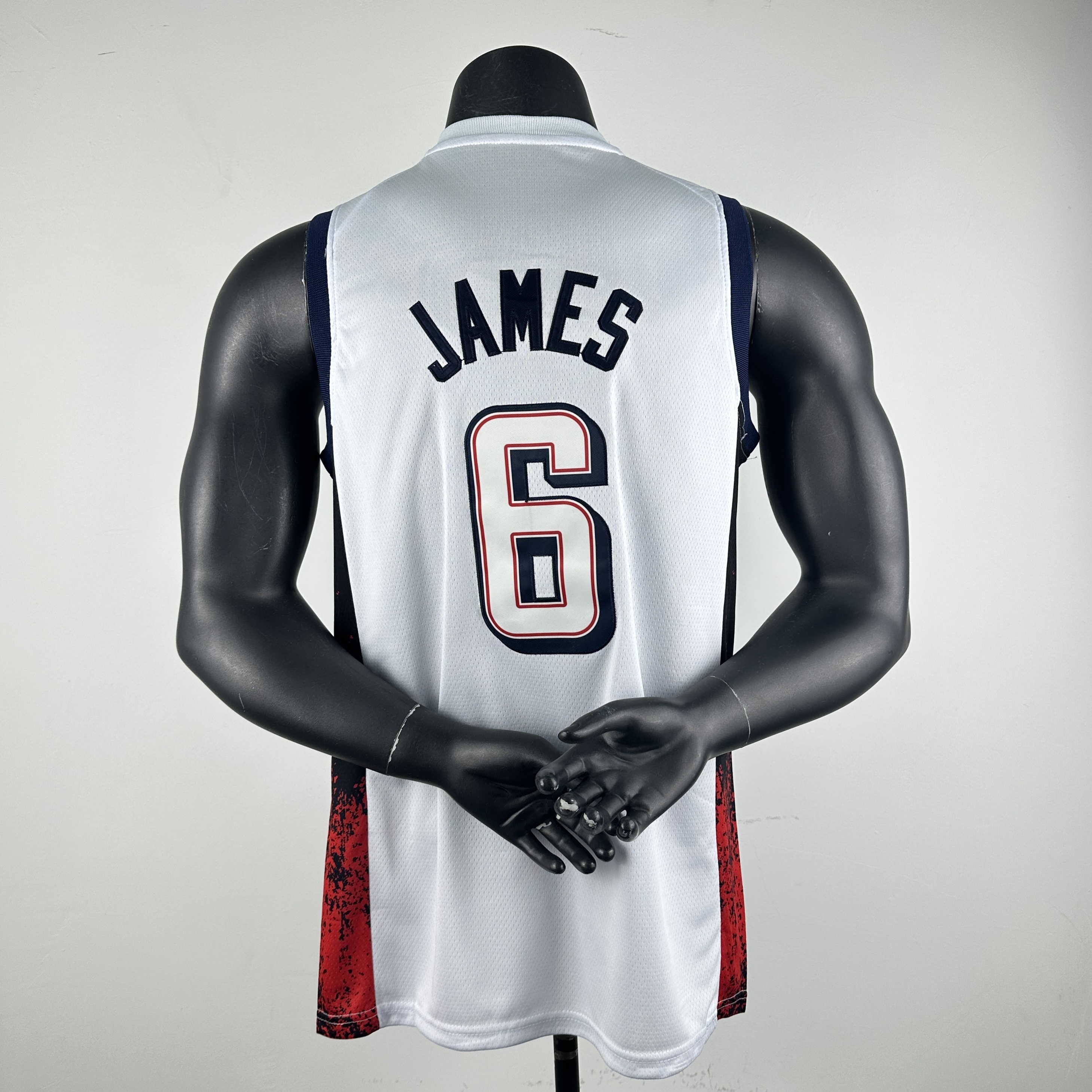 Embroidered 24th season US team white No. 6 James