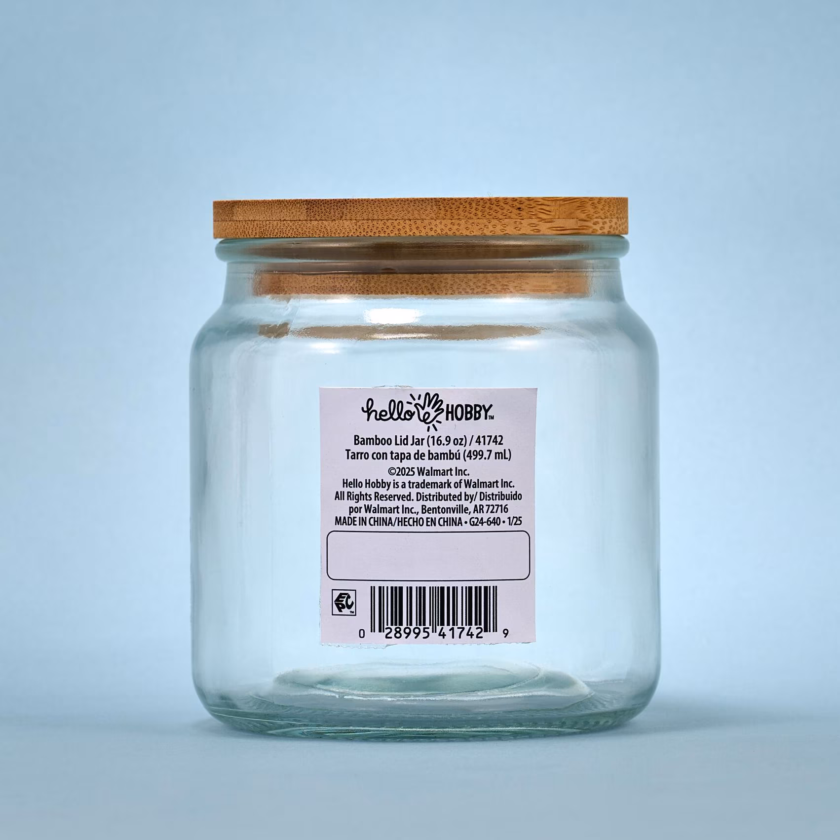 Hello Hobby Glass Jar with Bamboo Lid, 16.9 oz, 1 Piece