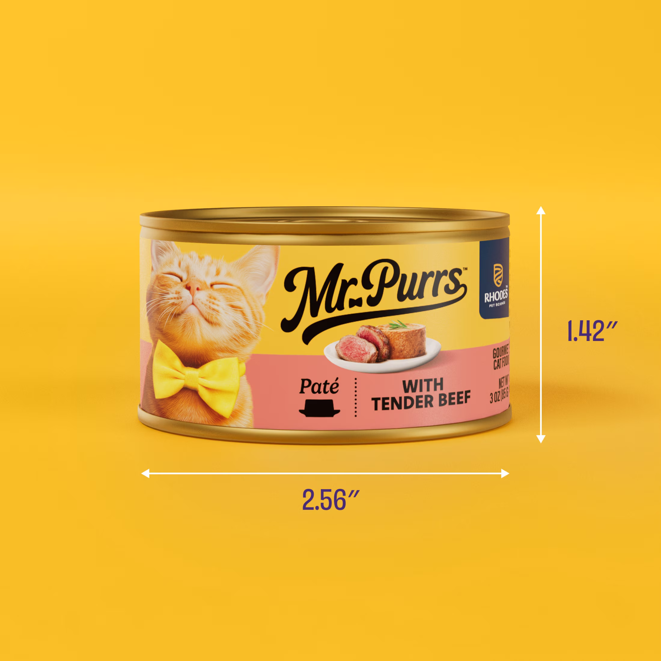 Mr Purrs Tender Beef Pate Wet Cat Food, 3 oz Can