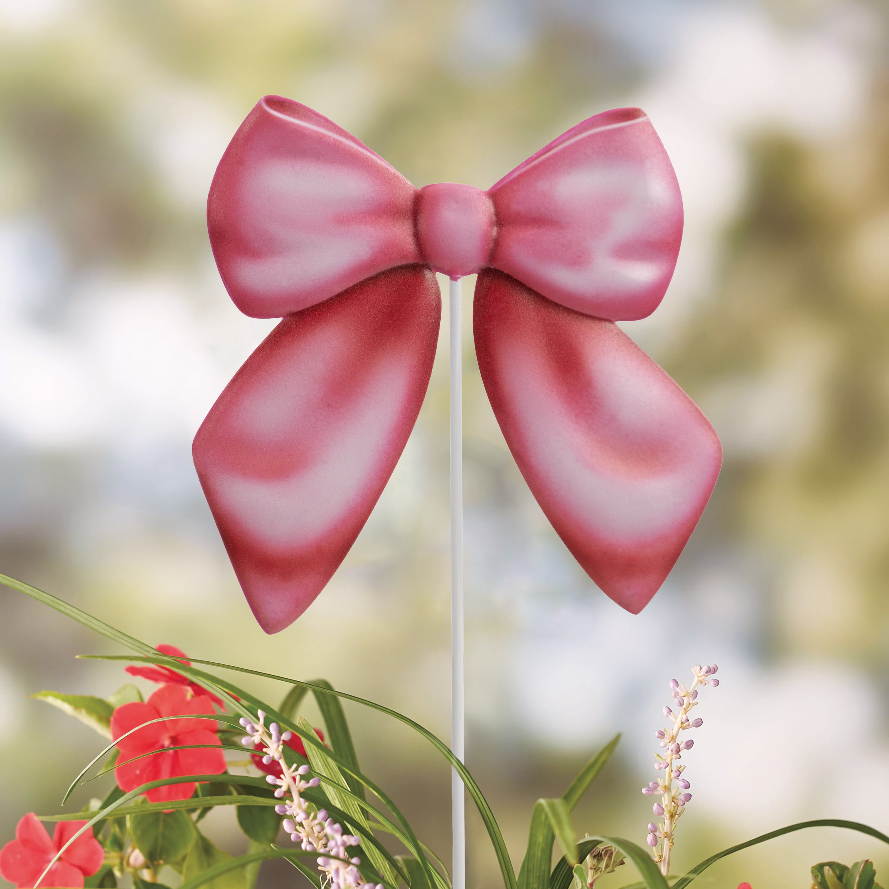 Mainstays Pink Weather-Resistant Metal Bow Garden Stake, 1 Piece