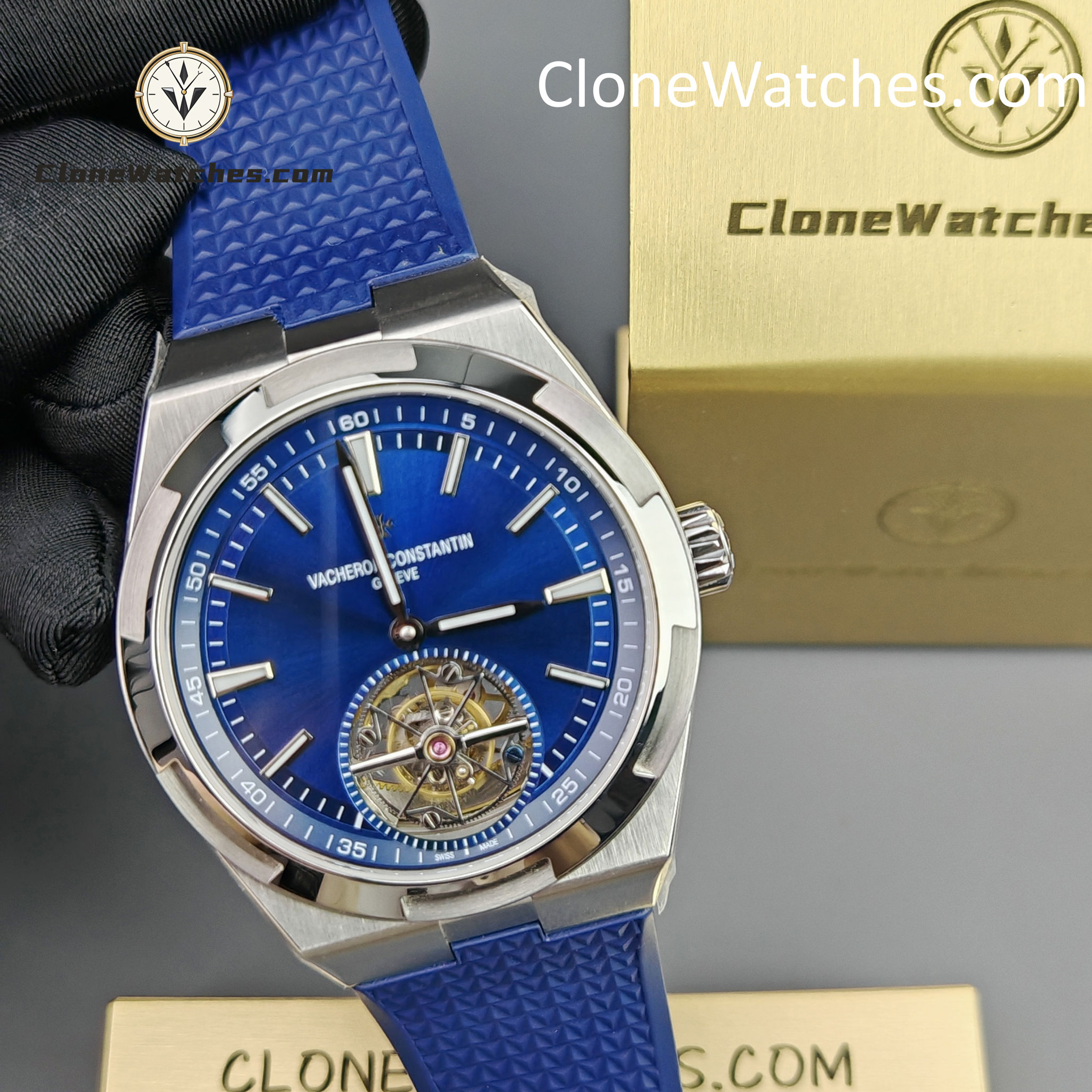 Vacheron Constantin Super Clone Watches 1:1 Overseas Tourbillon 6000V/110A-B544 42.5MM Rubber Strap