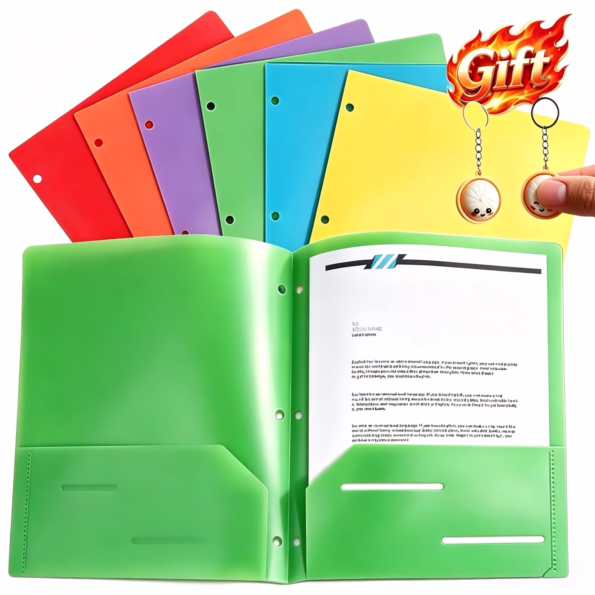 1 Pack Plastic Folder, 2-Pocket Folder, Back to School Supplies, Fit for Office, Home, Documents