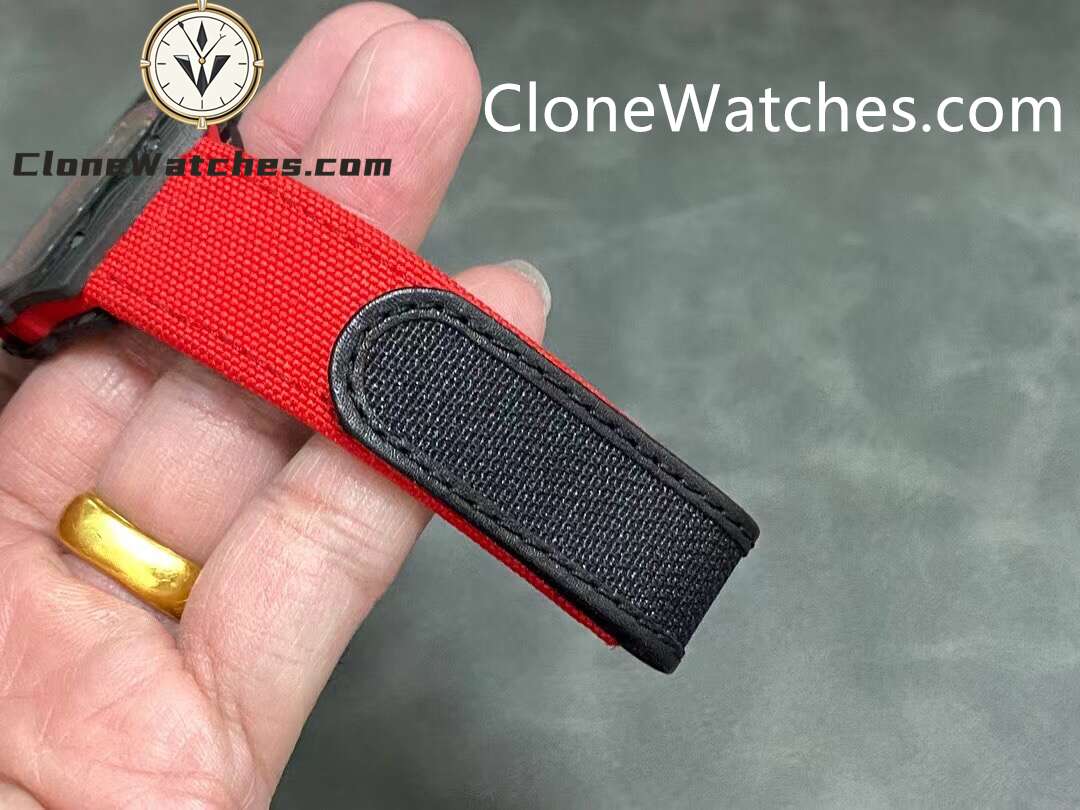 Richard Mille Super Clone Watches 1:1 RM 67 – 02 Carbon Tourbillon Red Strap