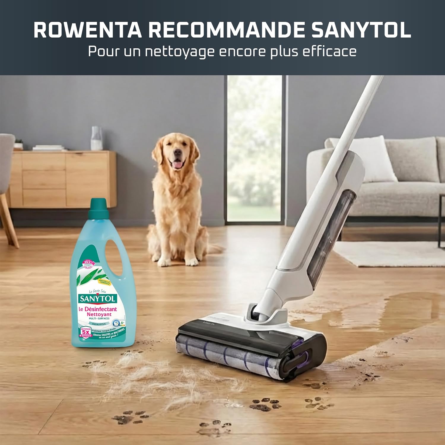 Aspirateur laveur X Clean 10 inclinable 180° auto nettoyage séchage 65°C 60 min tâches tenaces poils animaux blanc