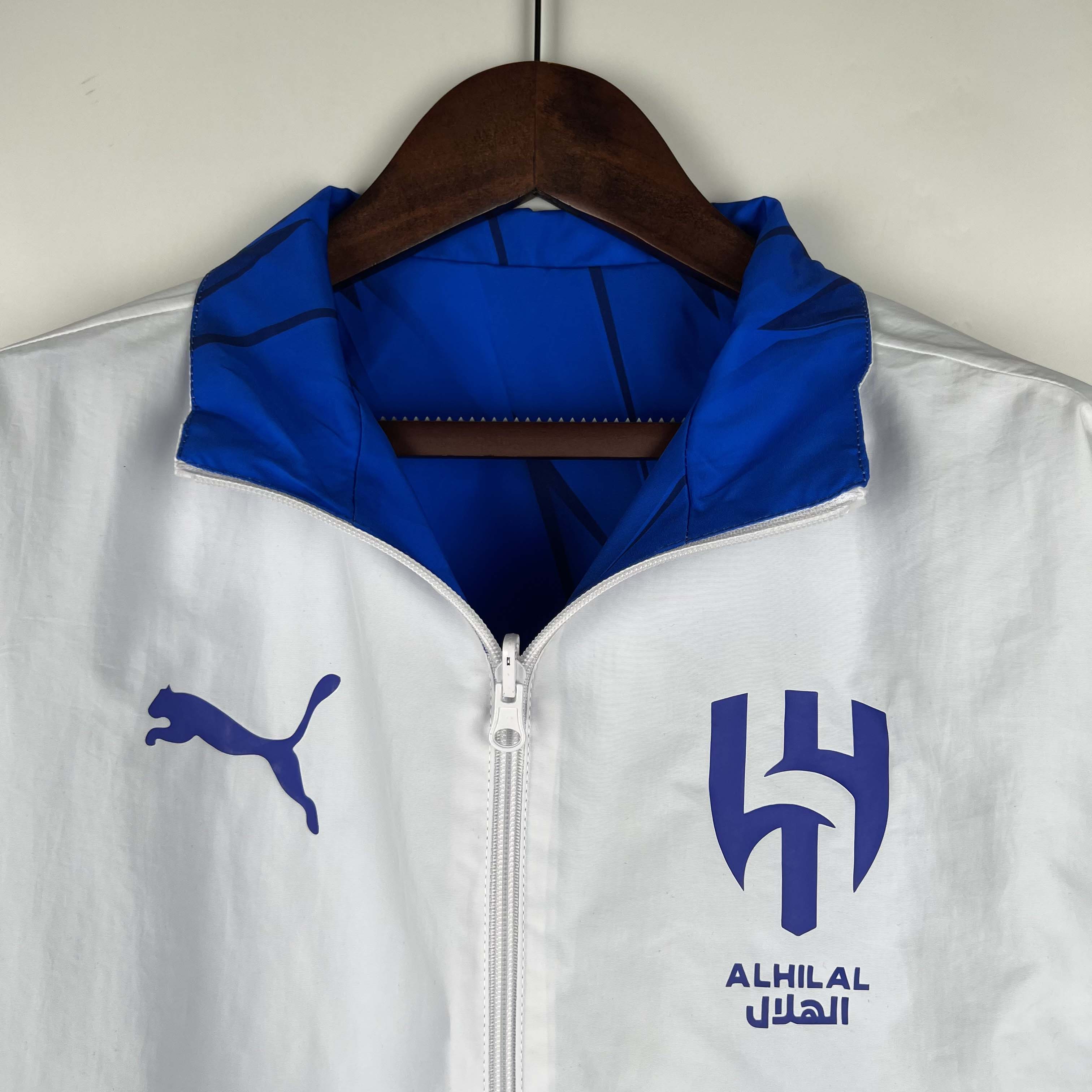 2023/2024 Al-Nassr Reversible Windbreaker(White-Blue)Soccer Jersey 1:1 Thai Quality