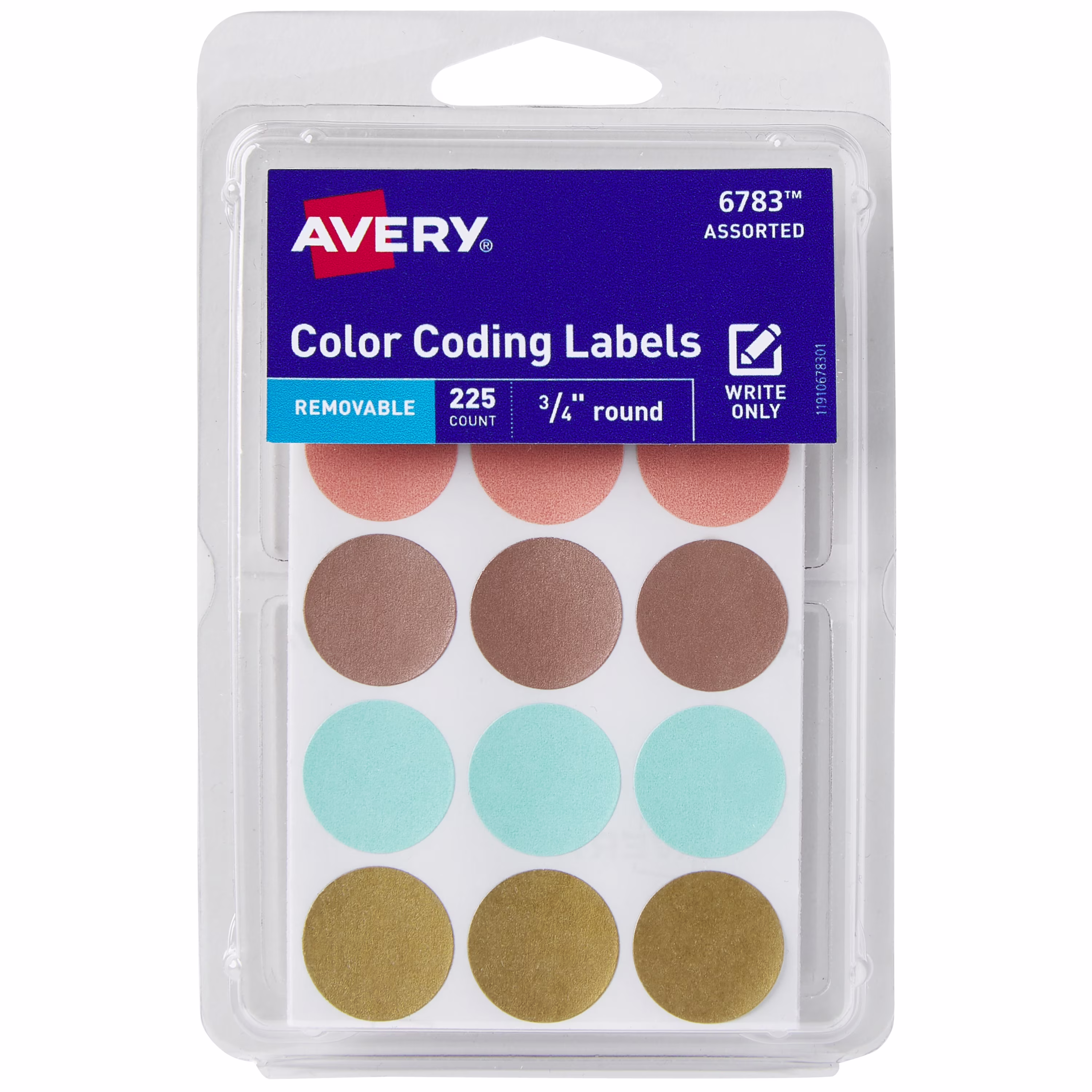 Avery Removable Color Coding Labels, 3/4" Round, Assorted Metallic, 225 Count