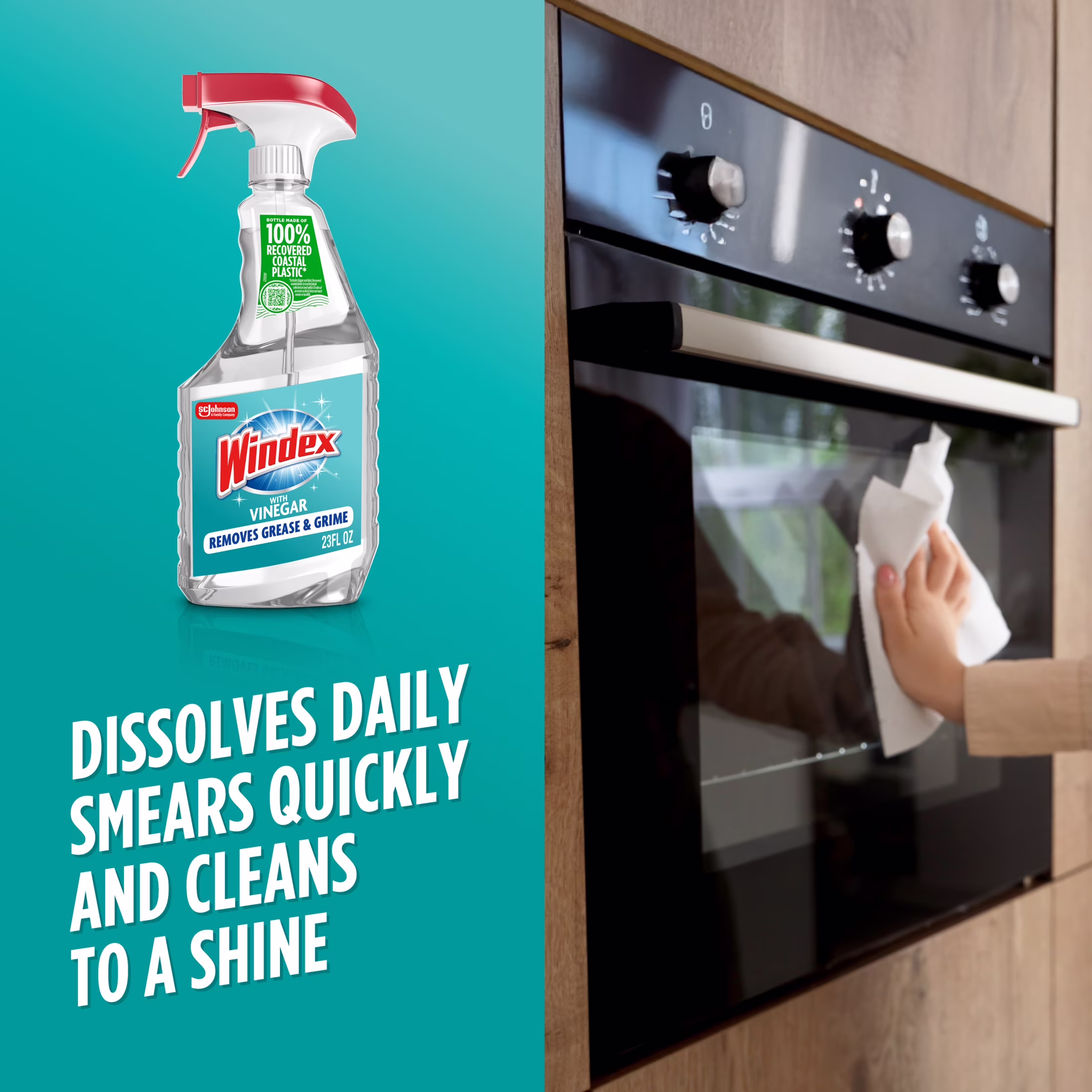 Windex® with Vinegar Glass Cleaner, Spray Bottle, 23 fl oz