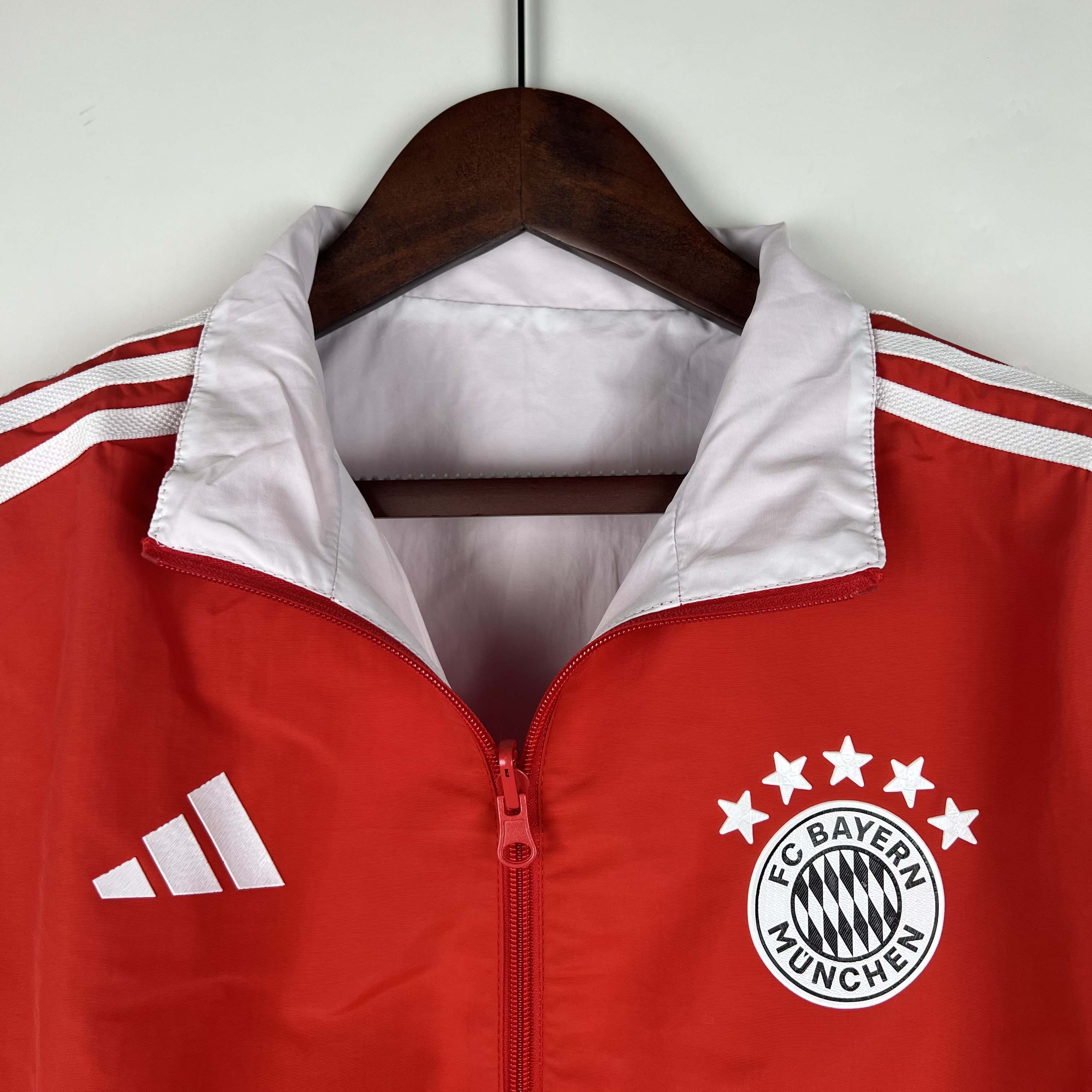 2023-2024 Bayern Munich Reversible Windbreaker (Red-white)Soccer Jersey 1:1 Thai Quality