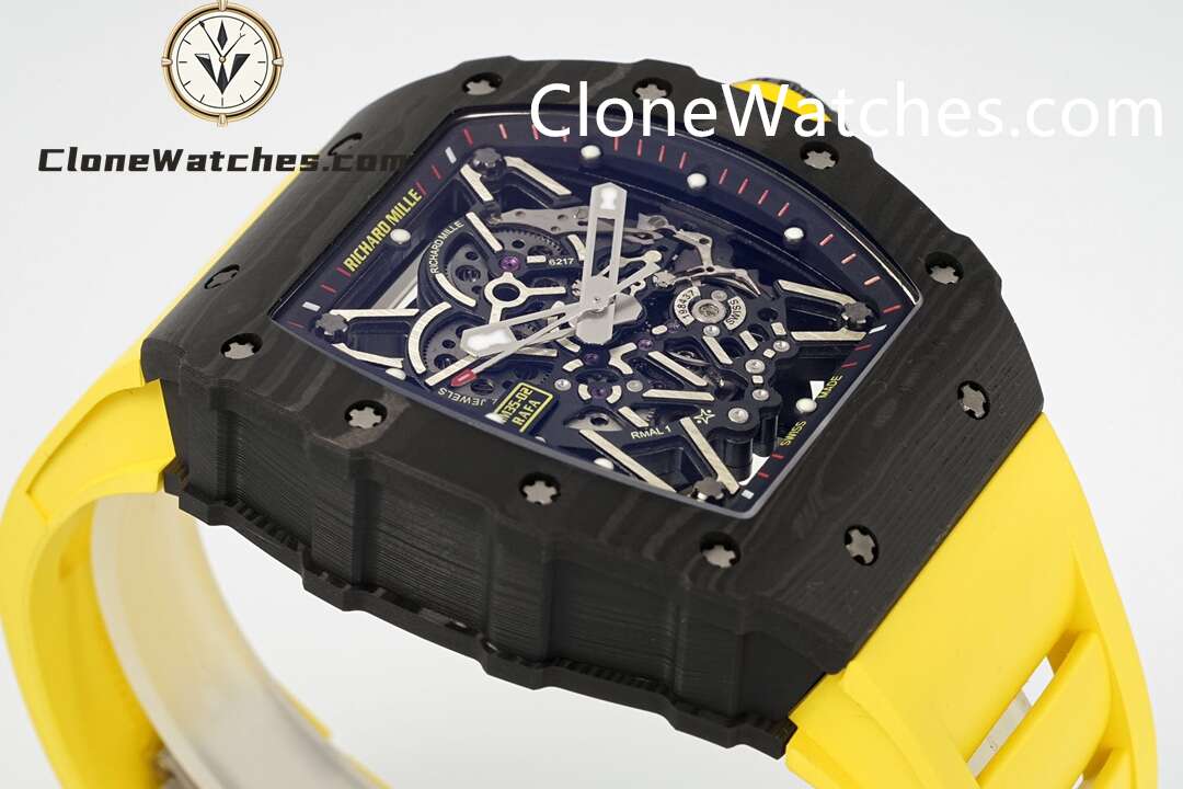 Richard Mille Super Clone Watches 1:1 RM 035 – 02 NTPT Carbon Fiber Yellow Rubber Strap