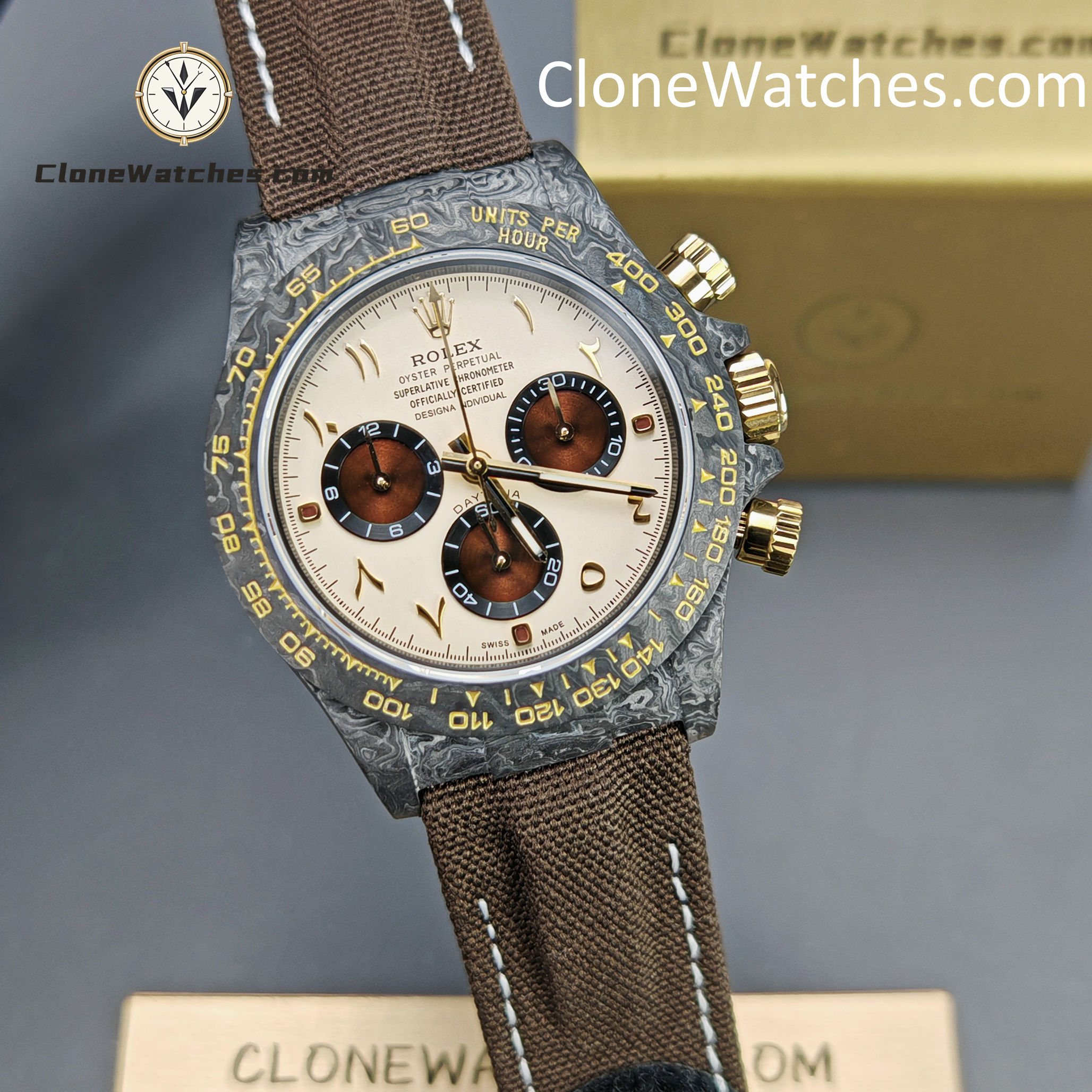 Modified Super Clone Watches 1:1 DiW Rolex Daytona Carbon Fiber DESERT EAGLE ARABIC