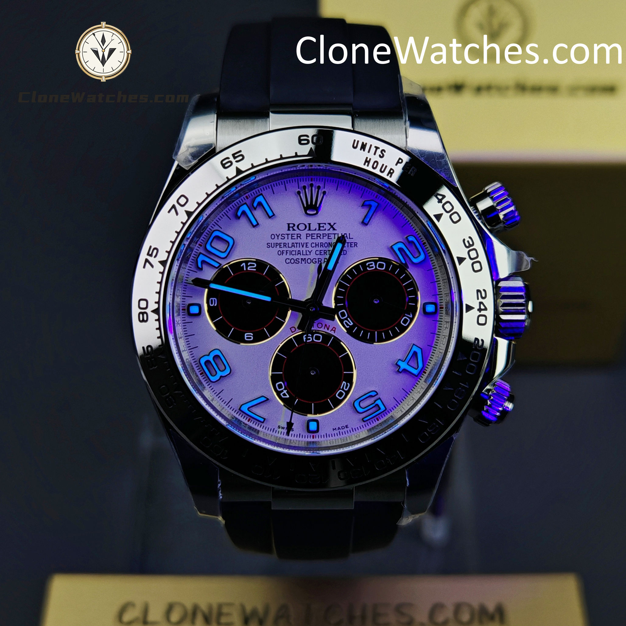 Rolex Super Clone Watches 1:1 Daytona Silver/Black Dial Rubber Strap M116519 4130 Movement