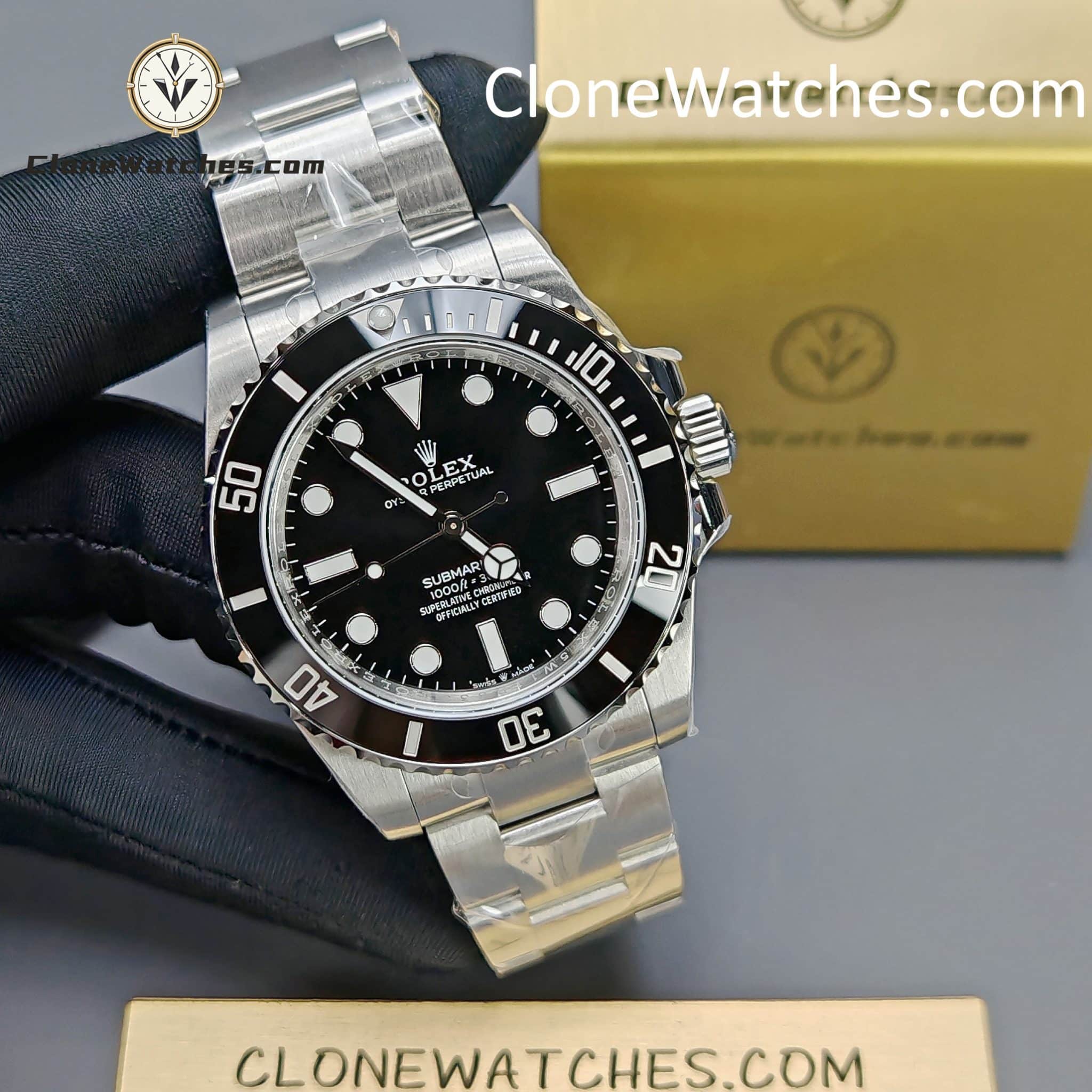 Rolex Super Clone Watches 1:1 Submariner Black Dial No Date 124060-0001 3230 Movement