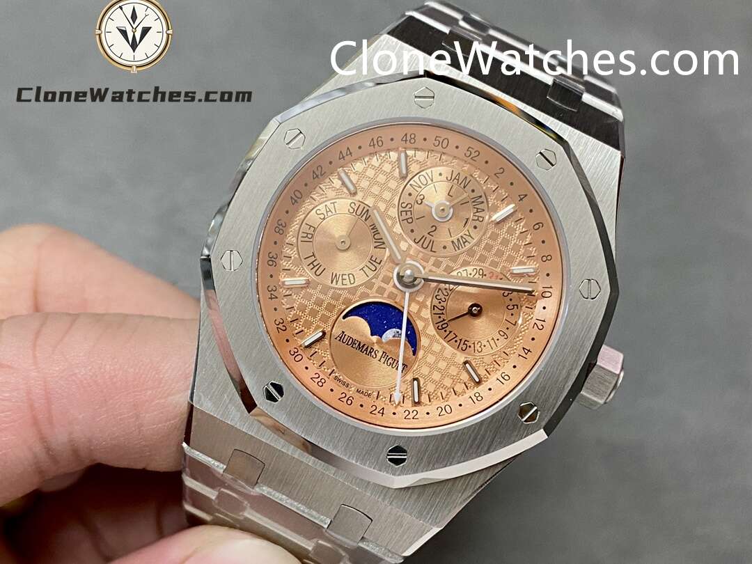 Audemars Piguet Super Clone Watches 1:1 Royal Oak Perpetual Calendar Salmon Dial 26615TI 41MM