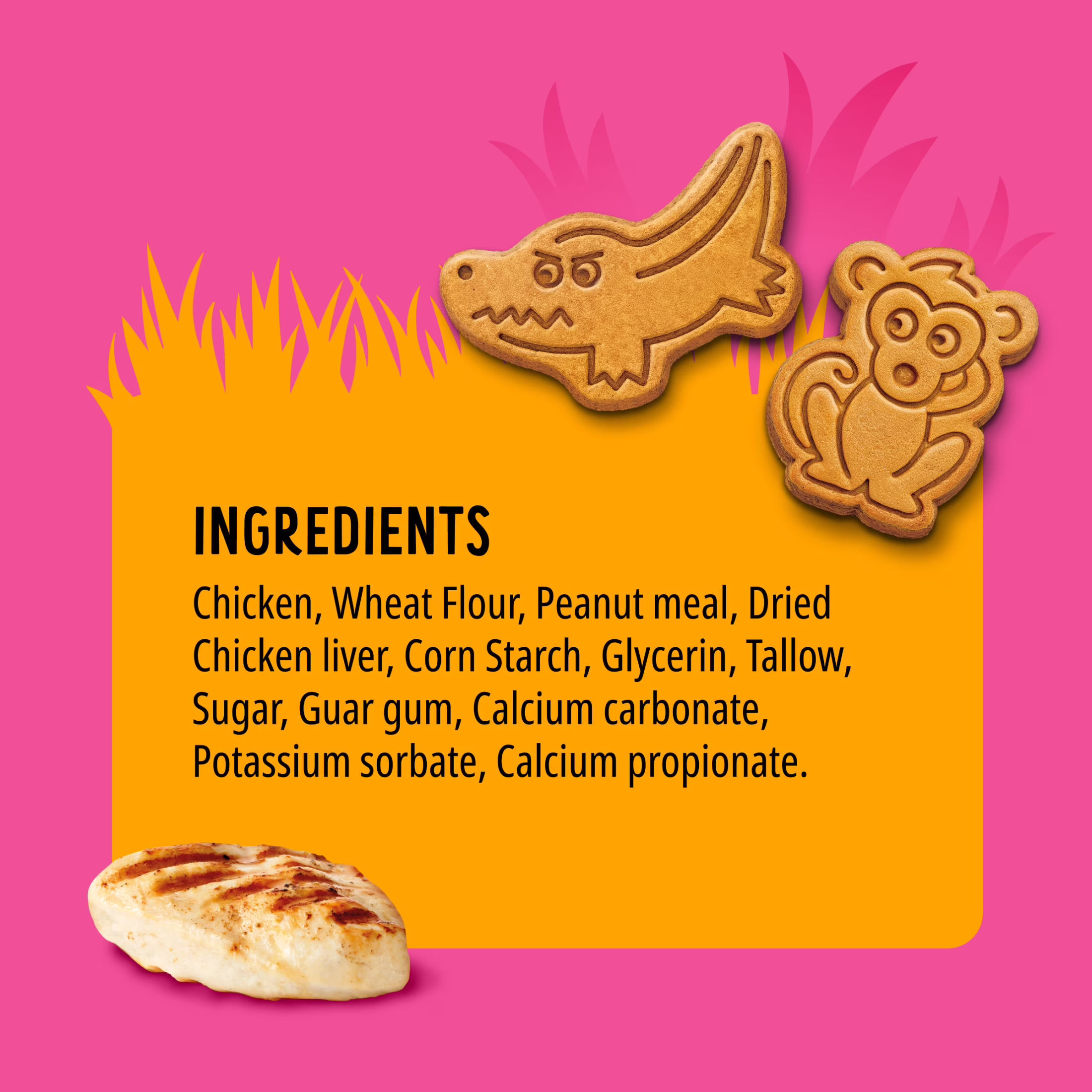 BONKERS Soft & Meaty Dog Treats Made with Real Chicken, Zoo Animal Shapes, 5.6 oz Bag