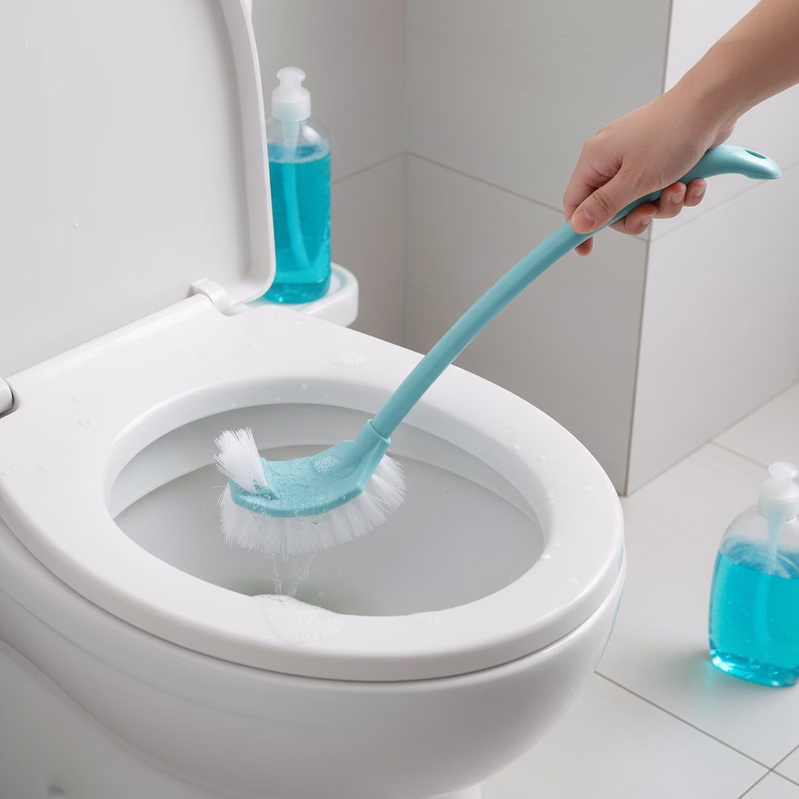 Fwttom Toilet Brush and Caddy, 2 Type Toilet Bowl Brush And Holders, Toilet Bowl Brush for Cleaning Every Corner Of The Toilet