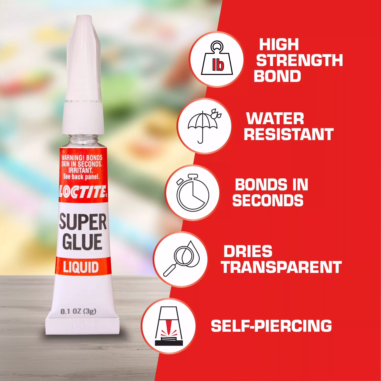 Loctite Essentials Super Glue Liquid Tube, 1 Pack of 4 Tubes, Clear 0.11 oz Tubes