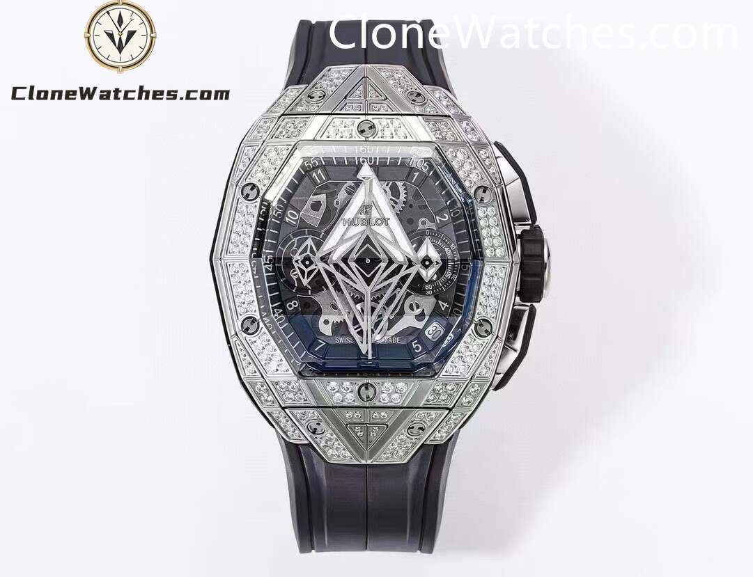 Hublot Super Clone Watches 1:1 Spirit of Big Bang Sang Bleu Titanium Pavé 648.NX.0107.RX.1604.MXM23