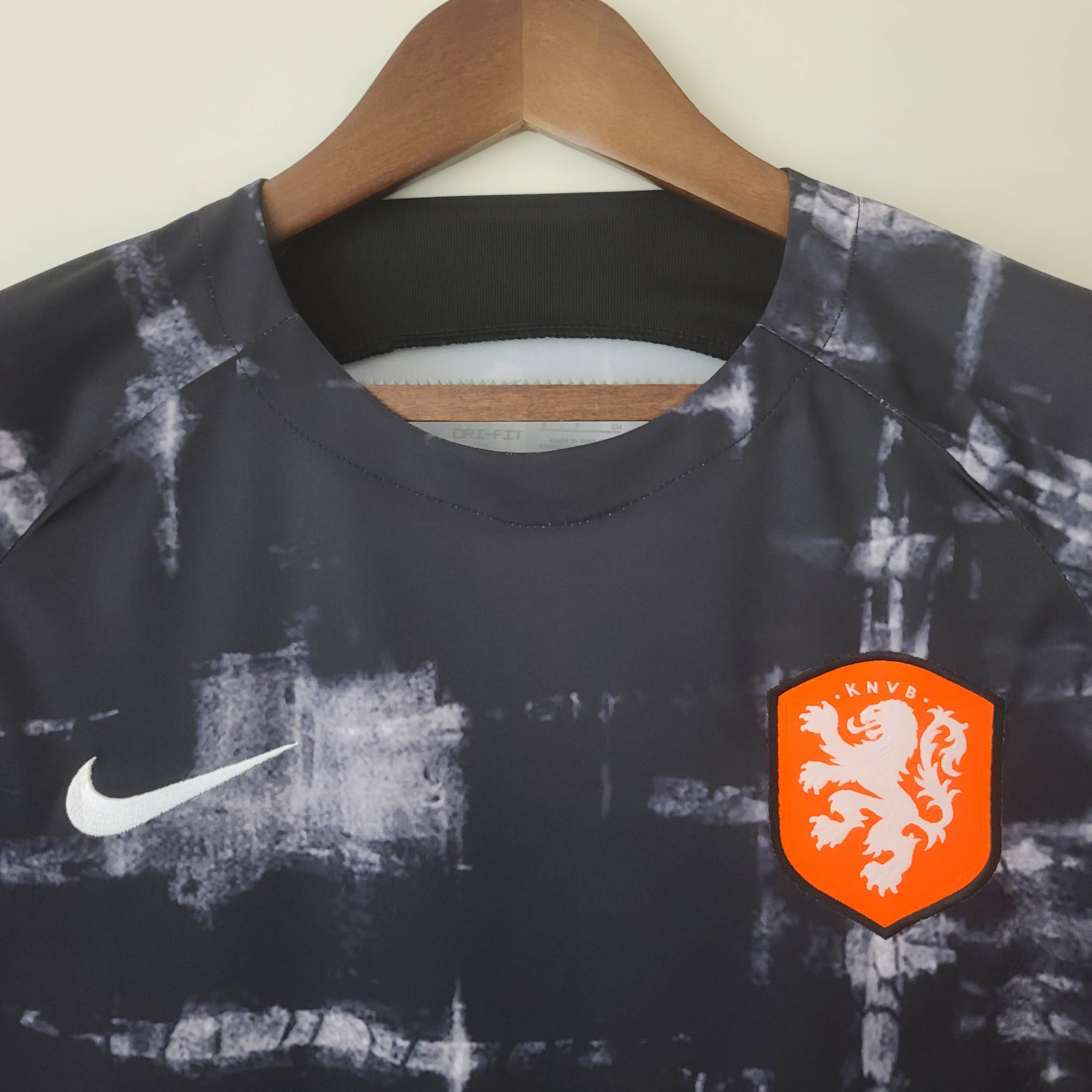 2022 Netherlands Training Wear Black Soccer Shirt - Fans Edition
