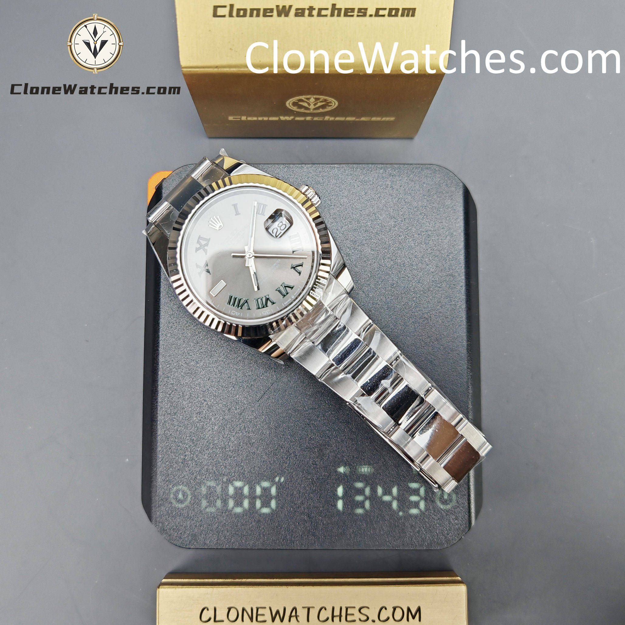 Rolex Super Clone Watches 1:1 DateJust Grey Roman Dial m126334-0021 Oyster 41MM 3235 Movement