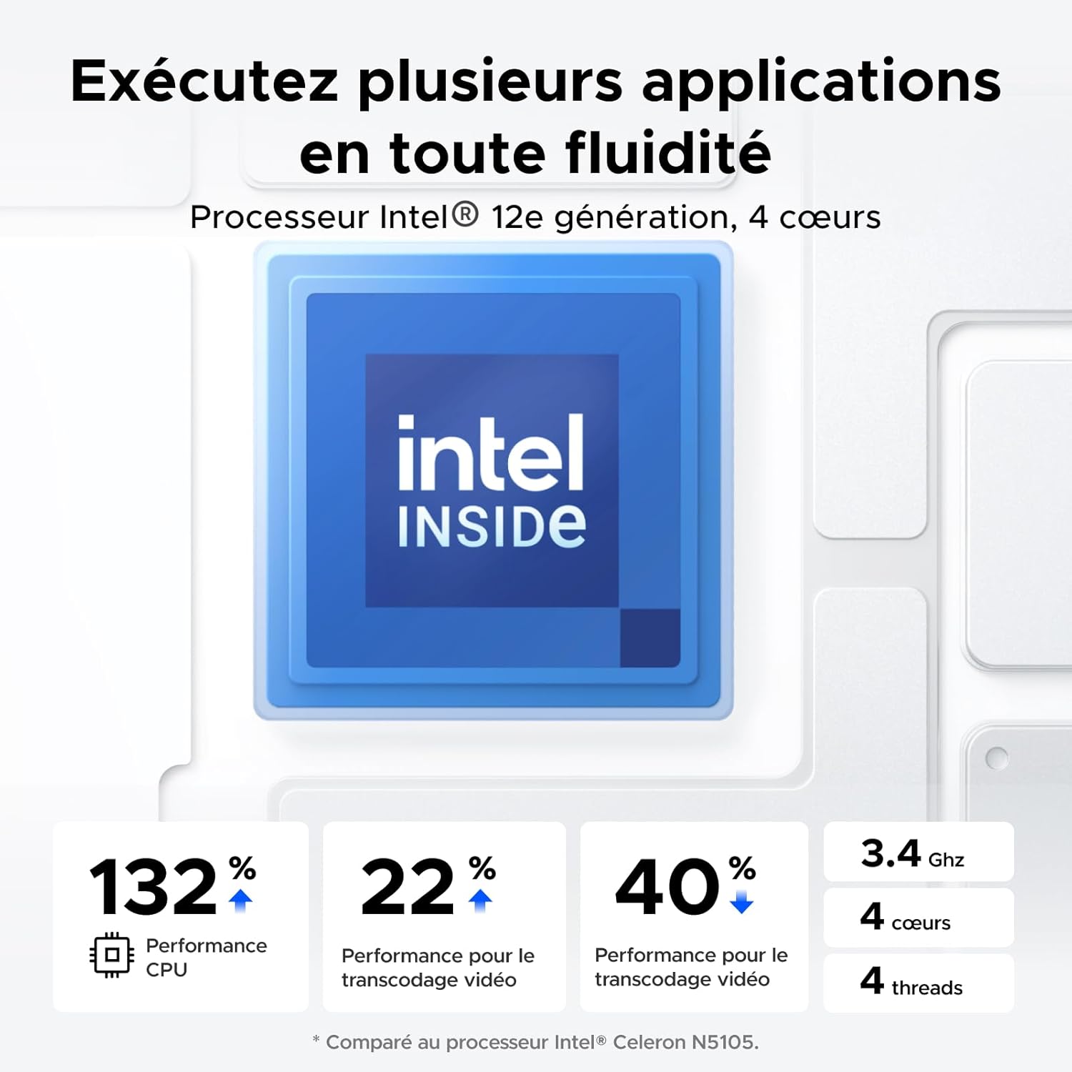 NAS bureau 2 baies DXP2800 Intel N100 8 Go DDR5 25 GbE M.2 NVMe HDMI 4K stockage réseau